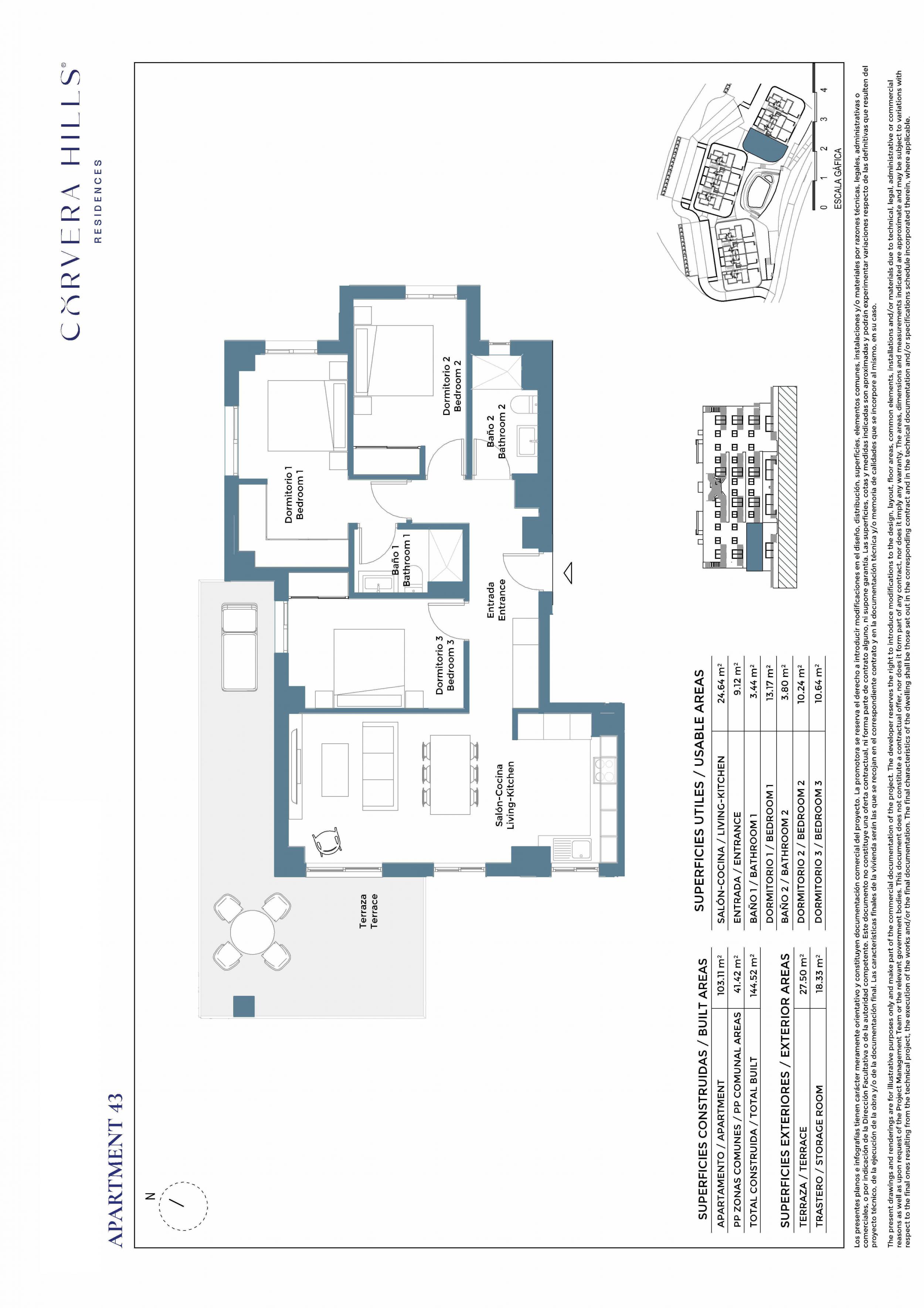 New Build Apartments with Communal Pool in Corvera Hills Resort - floor plan 1