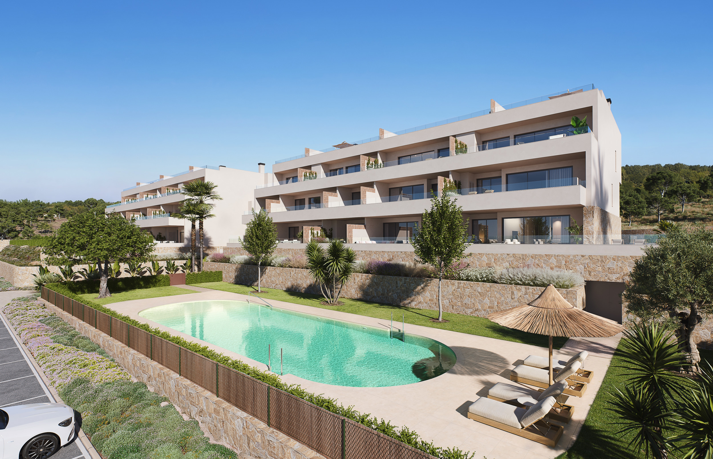 READY MAY 2027. Beautiful First Floor Apartments with Sun Terrace, Golf &amp; Sea Views in Las Colinas Golf &amp; Country Club