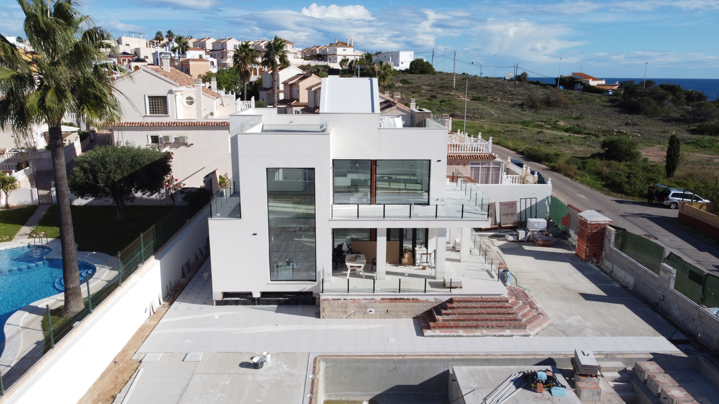 Ready Now.  Sea Views Luxury Villa with Pool, Padel Court &amp; Basement in Torrevieja