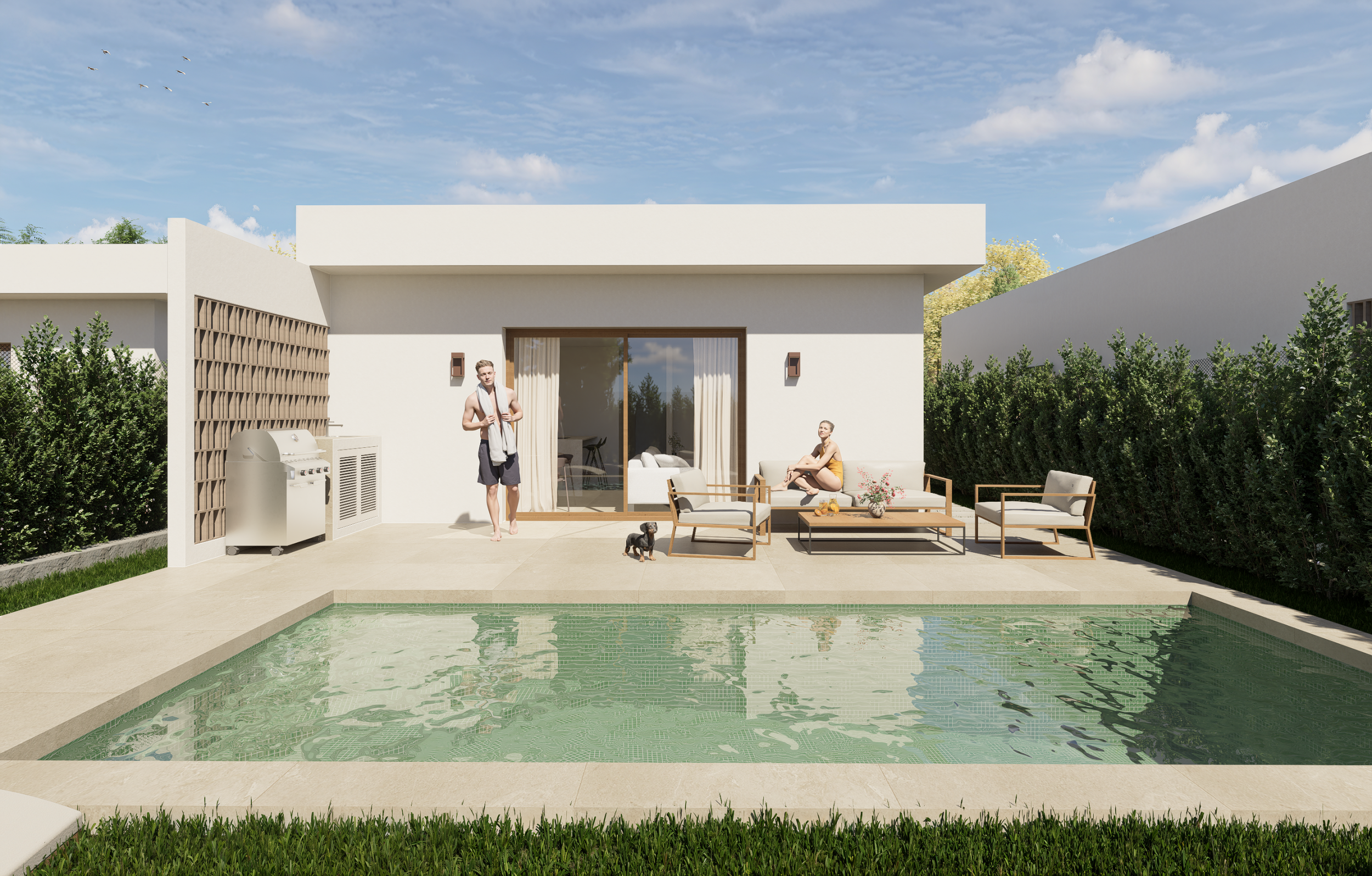 One Level Detached Villas with Own Pool In Los Montesinos.  Ready in 12 months.