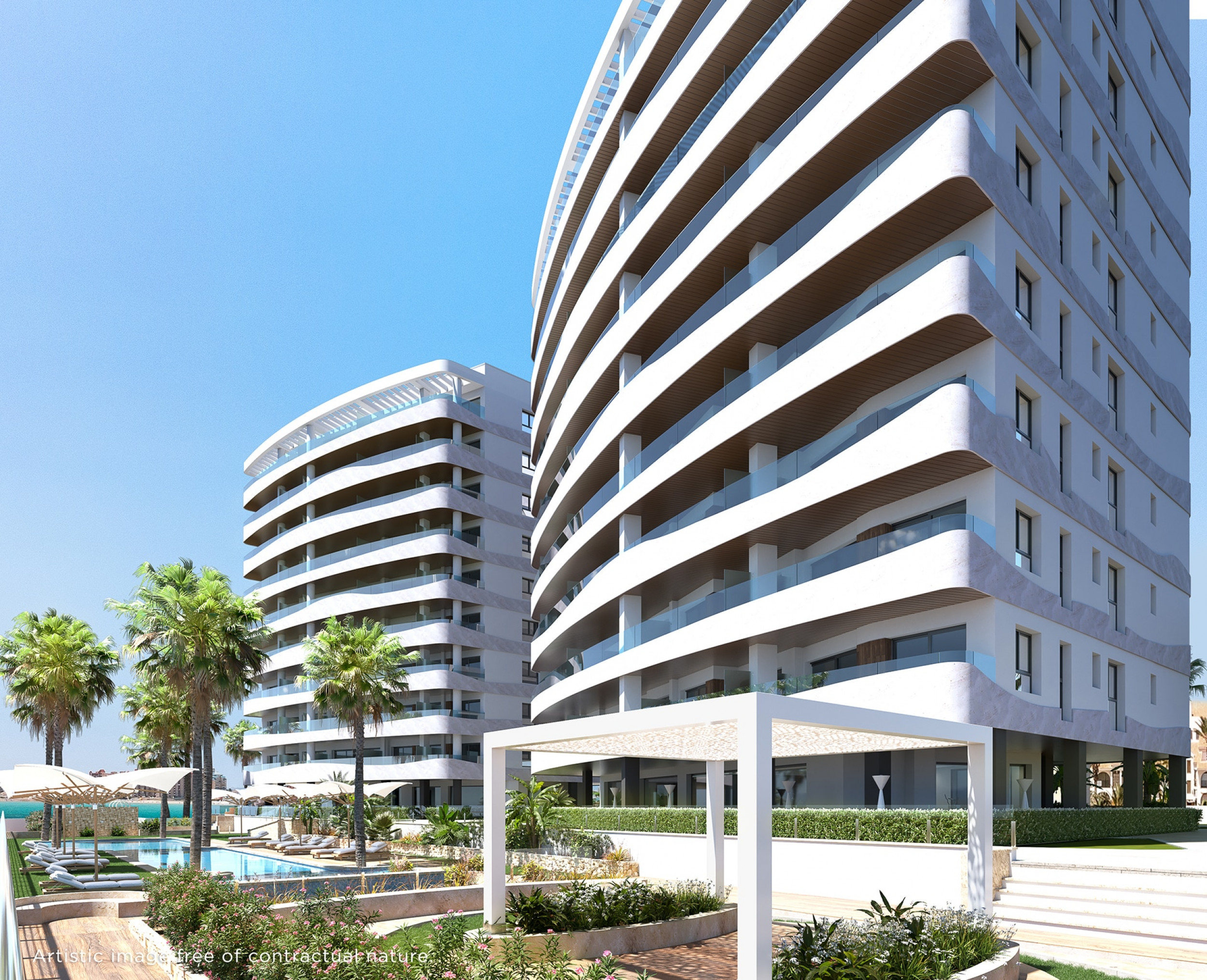 Beautiful Frontline Sea View Apartments with Communal Pool, Gym and Sauna in La Manga del Mar Menor.  Ready Sept 2026