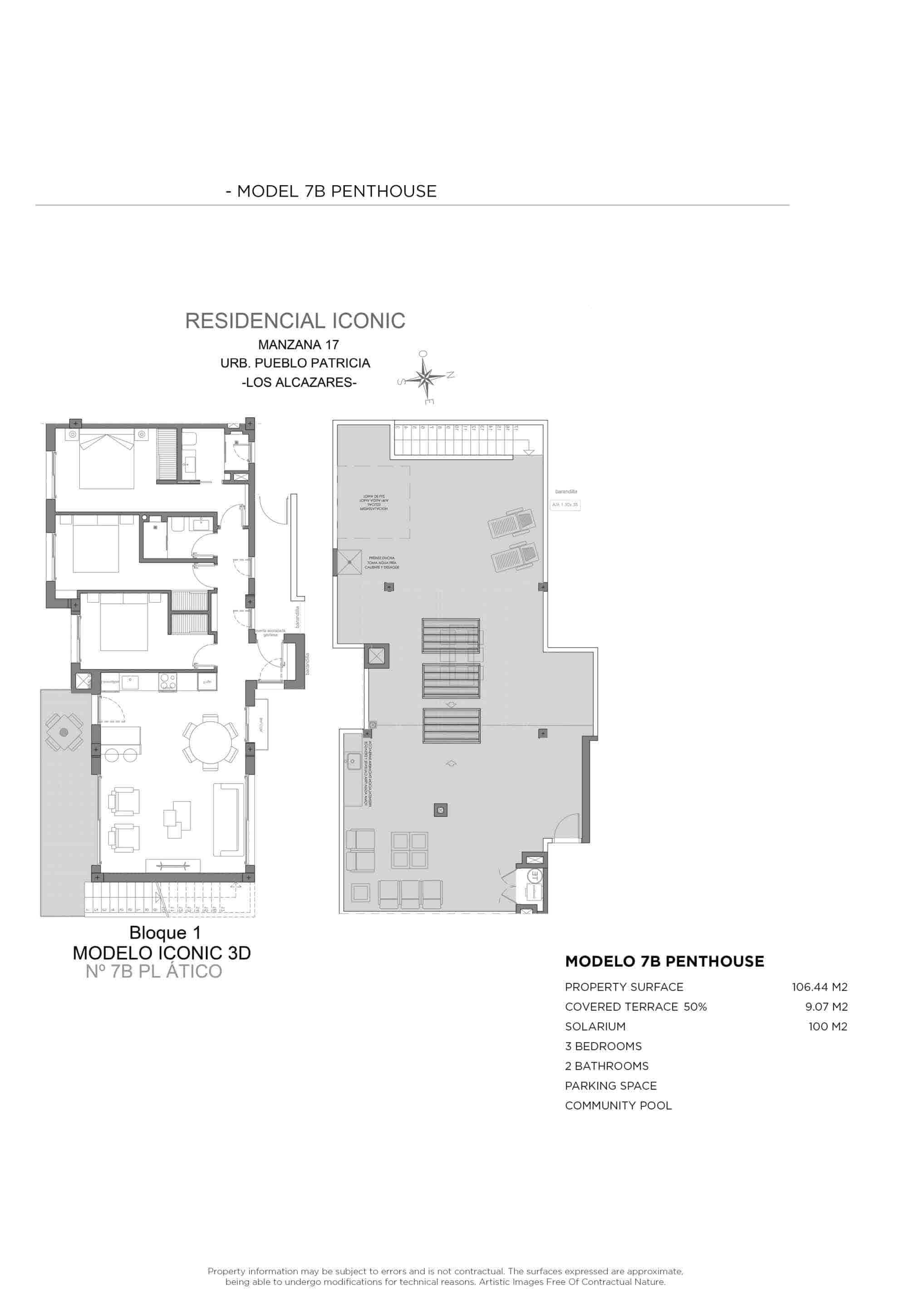 Walk to Beach!  Modern 3 Bed New Penthouse Apartments in Los Alcázares.  Ready June 2026 - floor plan 2