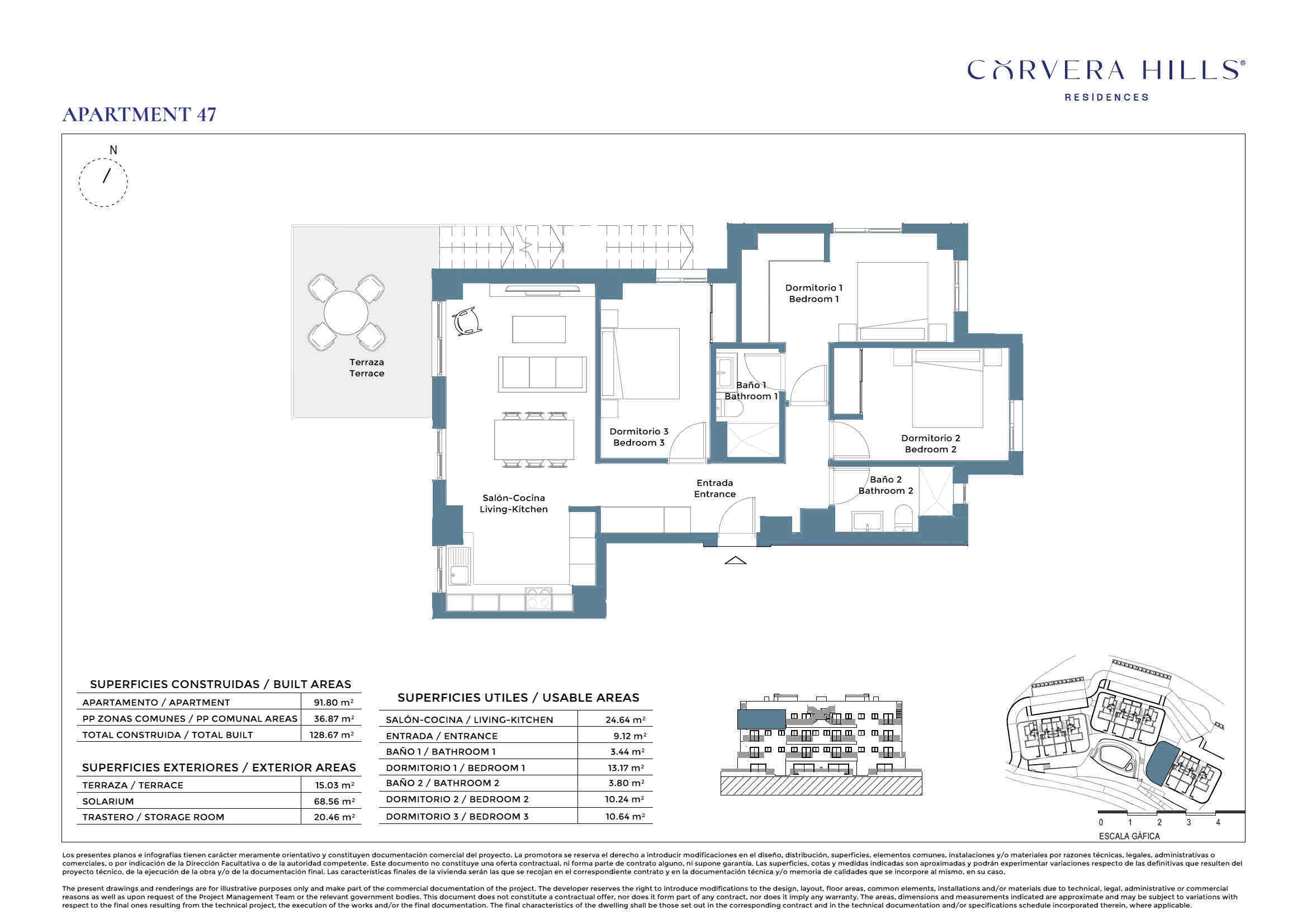 New Build Penthouse Apartments with Communal Pool in Corvera Hills Resort - floor plan 1