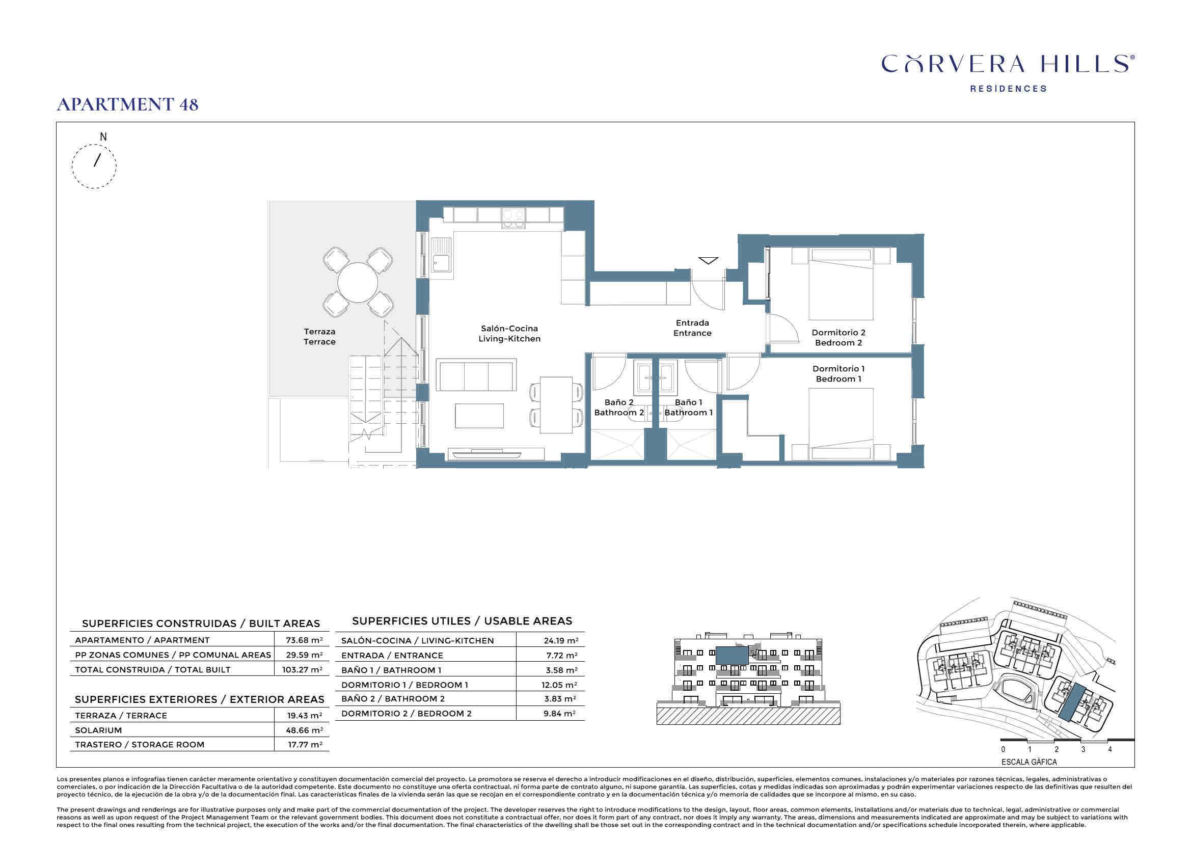 New Build Penthouse Apartments with Communal Pool in Corvera Hills Resort - floor plan 1