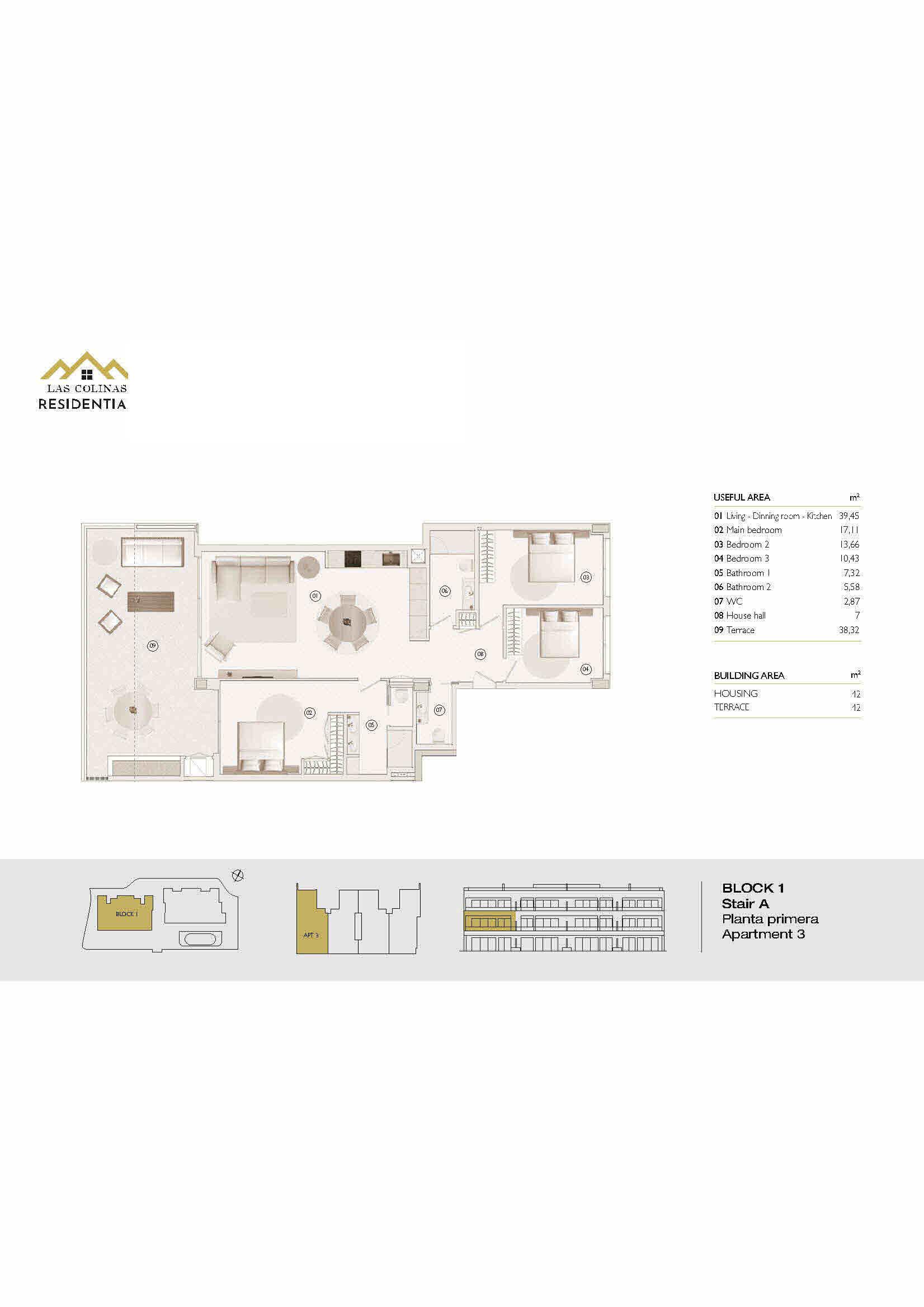 READY MAY 2027. Beautiful First Floor Apartments with Sun Terrace, Golf &amp; Sea Views in Las Colinas Golf &amp; Country Club - floor plan 5