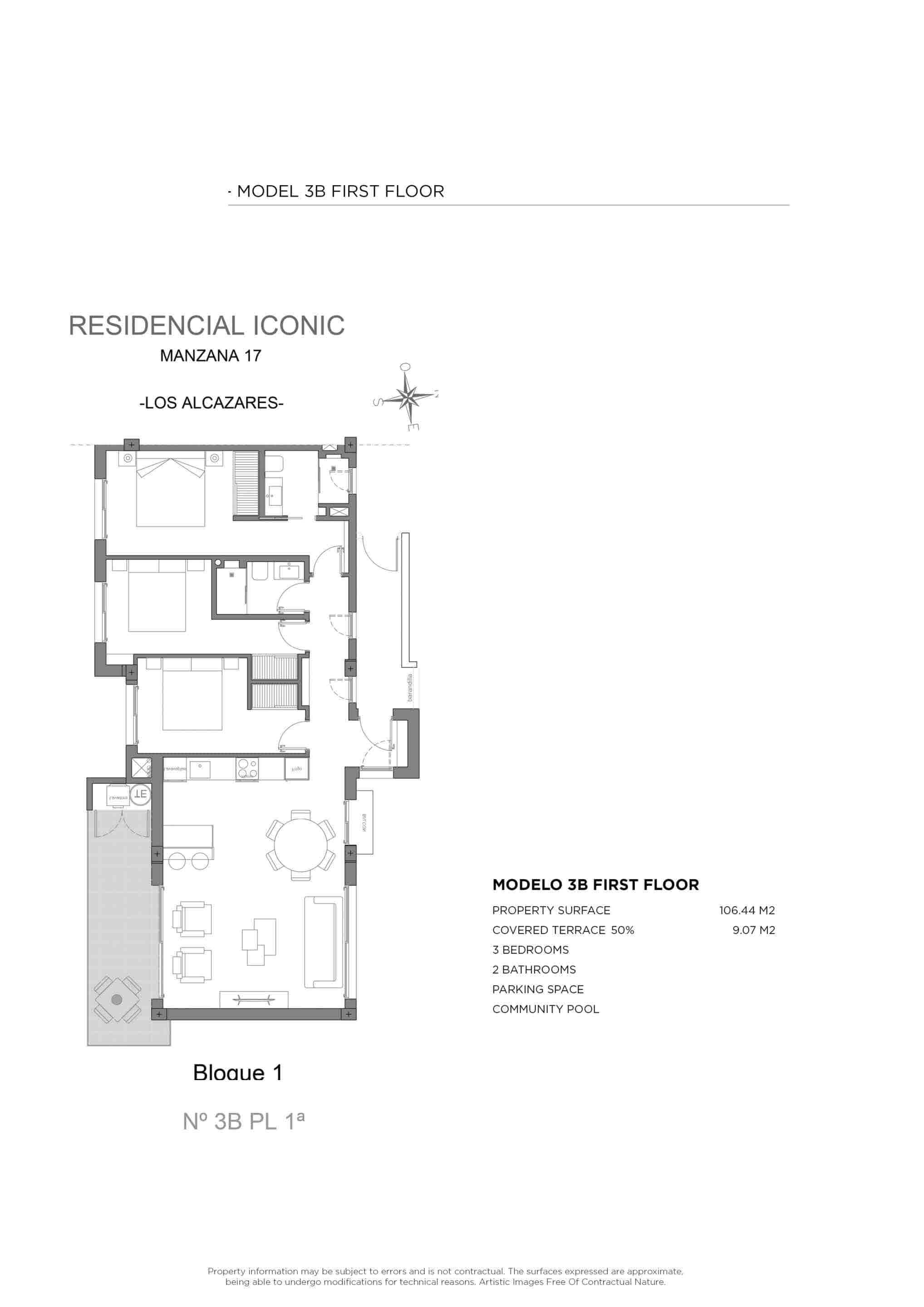 Walk to Beach!  Modern New 3 Bed 1ST Floor Apartments in Los Alcázares.  Ready June 2026 - floor plan 2