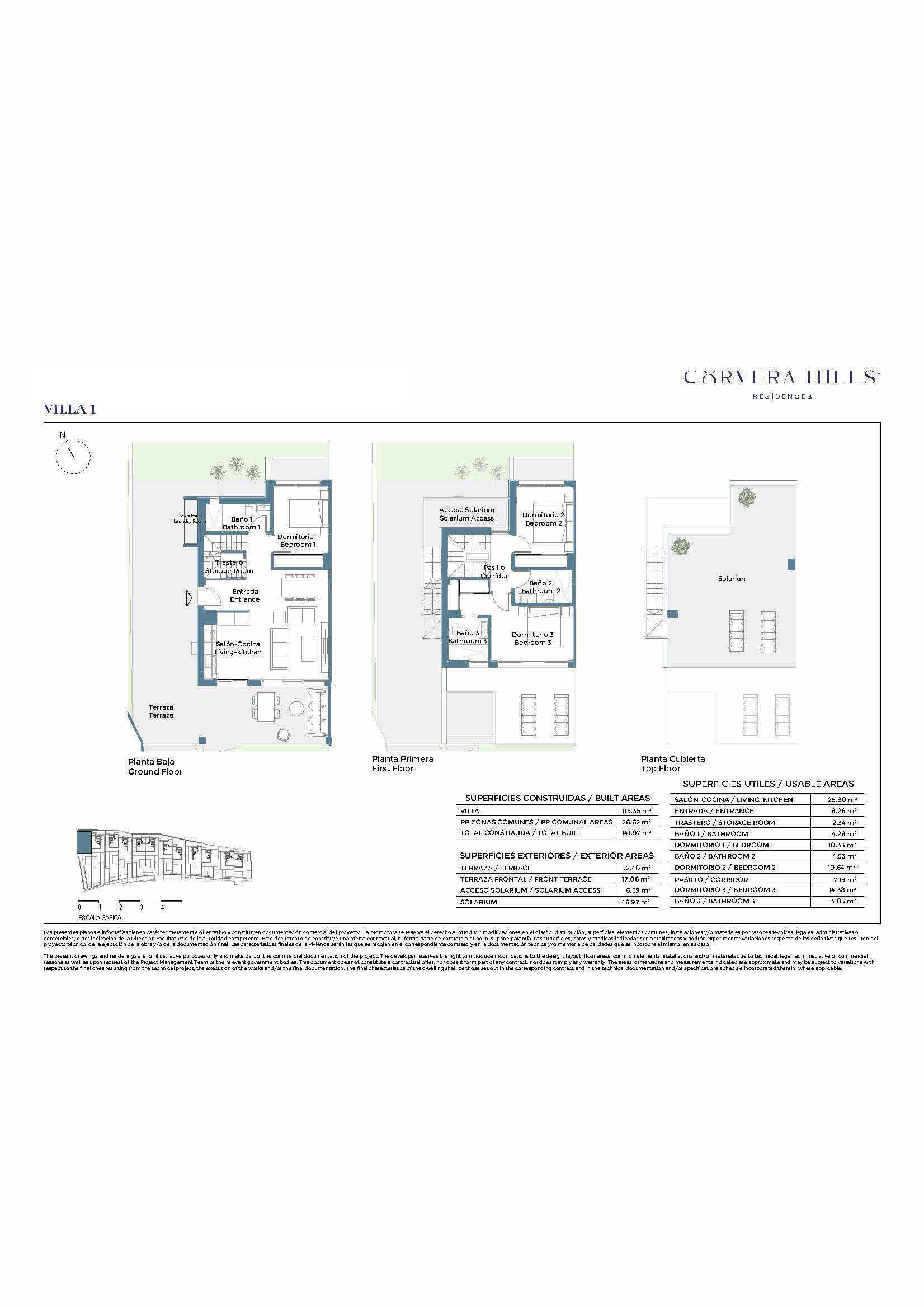 Modern New Build Semi Detached Villas with Solarium &amp; Communal Pool in Corvera Golf &amp; Country Club - floor plan 1