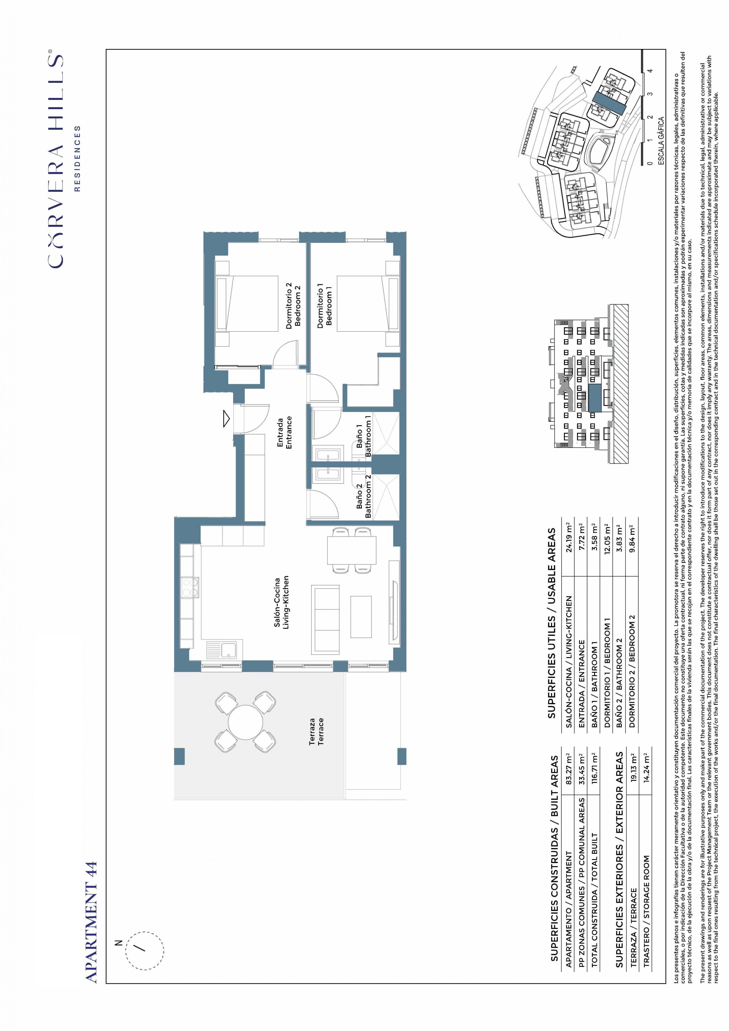 New Build Apartments with Communal Pool in Corvera Hills Resort - floor plan 1