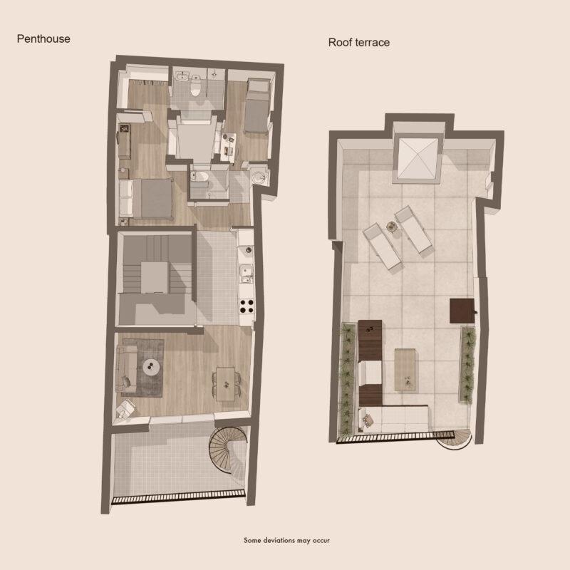 Beautiful Penthouse Apartment with Solarium in Newly Renovated Building in Centre of Cartagena - floor plan 1