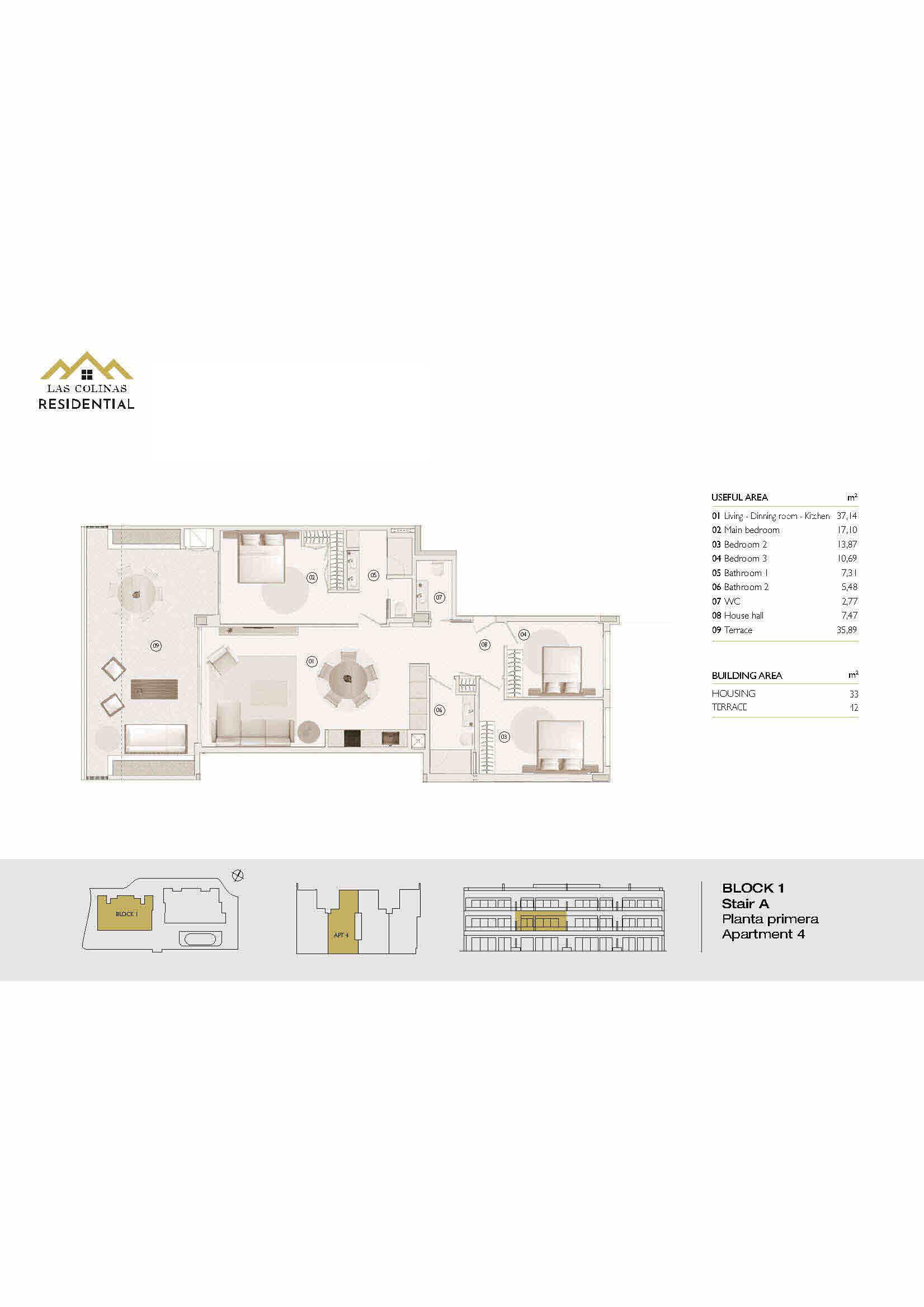 READY MAY 2027. Beautiful First Floor Apartments with Sun Terrace, Golf &amp; Sea Views in Las Colinas Golf &amp; Country Club - floor plan 4