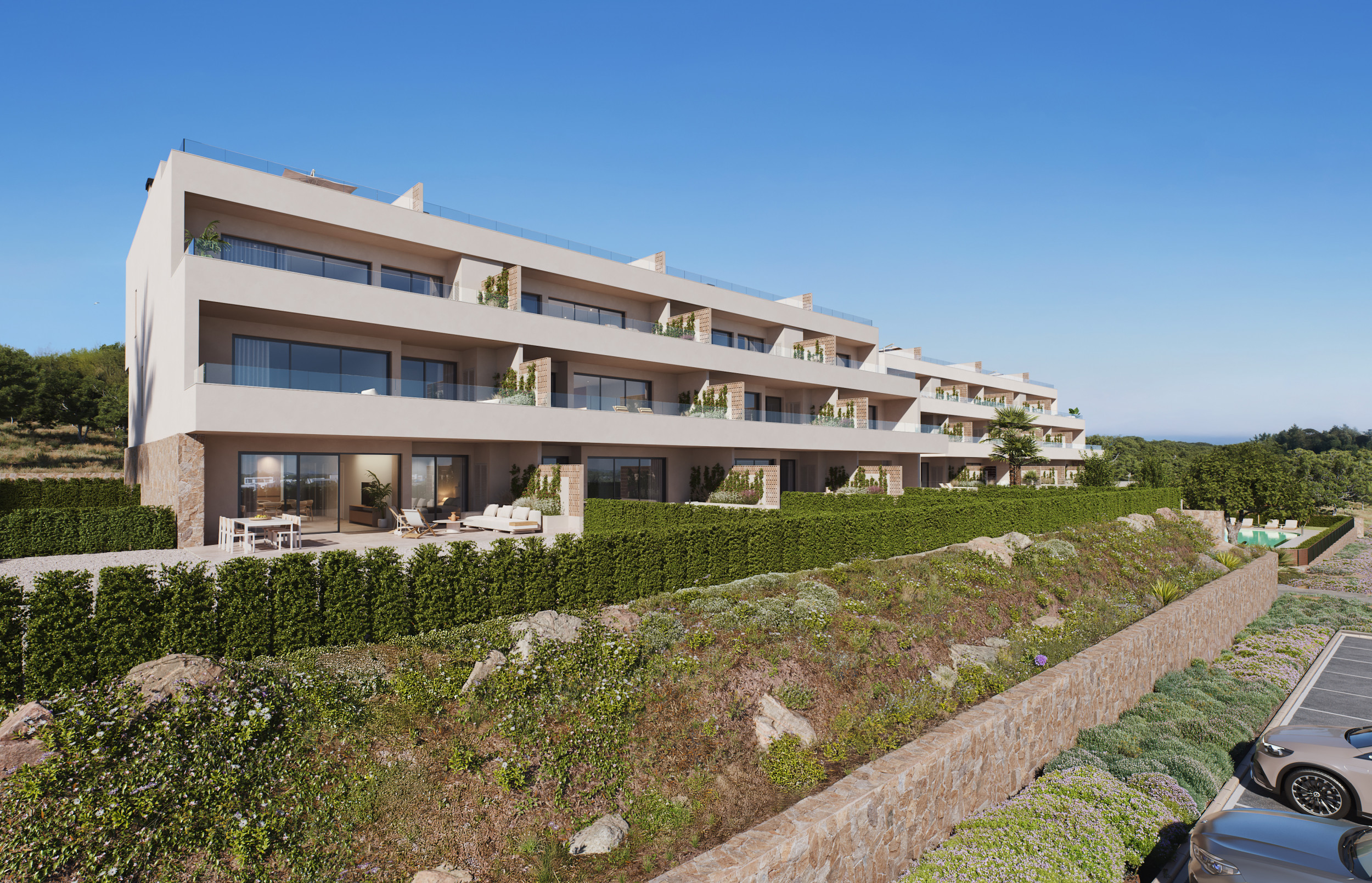 READY MAY 2027. Beautiful First Floor Apartments with Sun Terrace, Golf &amp; Sea Views in Las Colinas Golf &amp; Country Club
