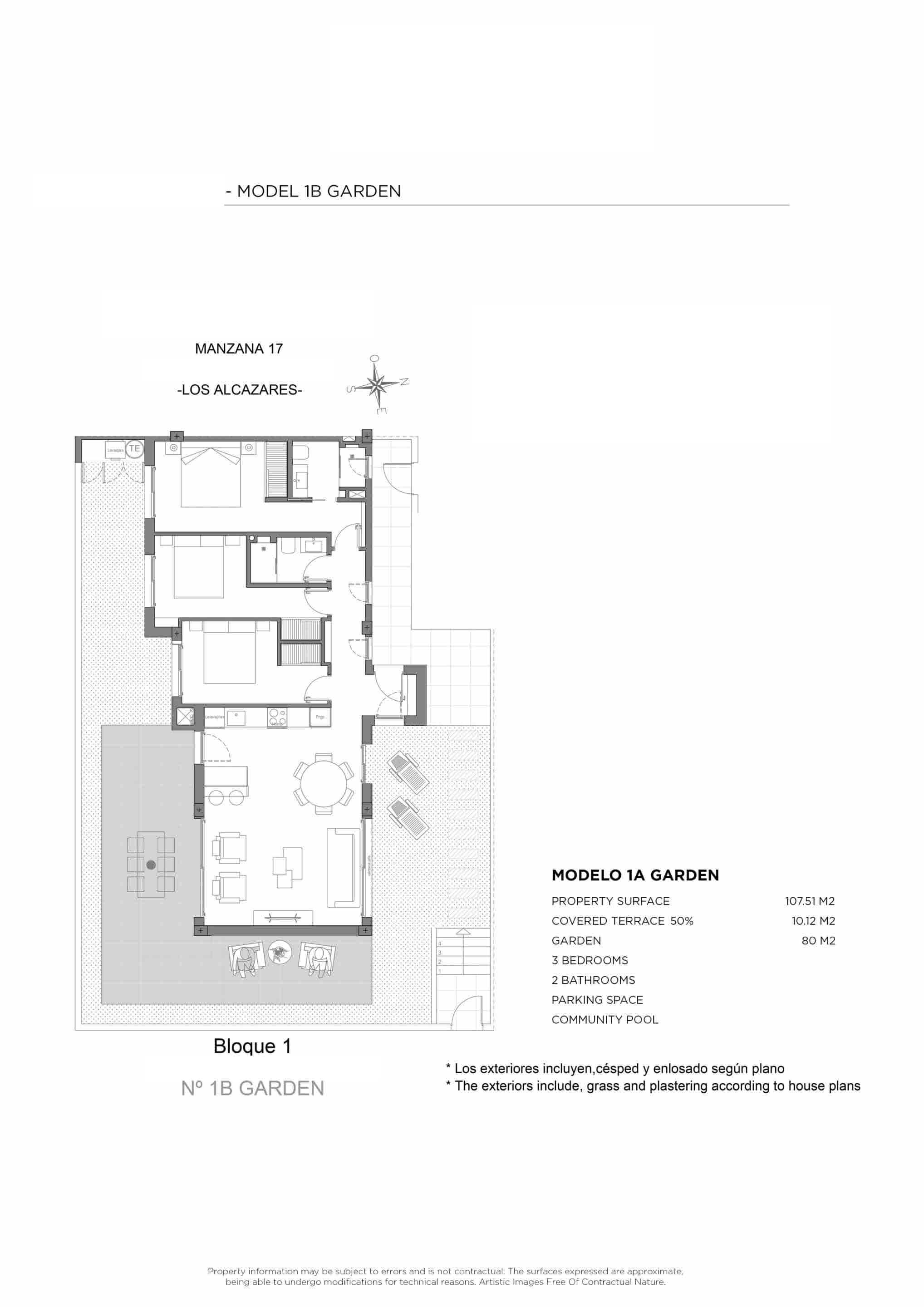 Walk to Beach!  Modern New 3 Bed Ground Floor Apartments in Los Alcázares.  Ready June 2026 - floor plan 2