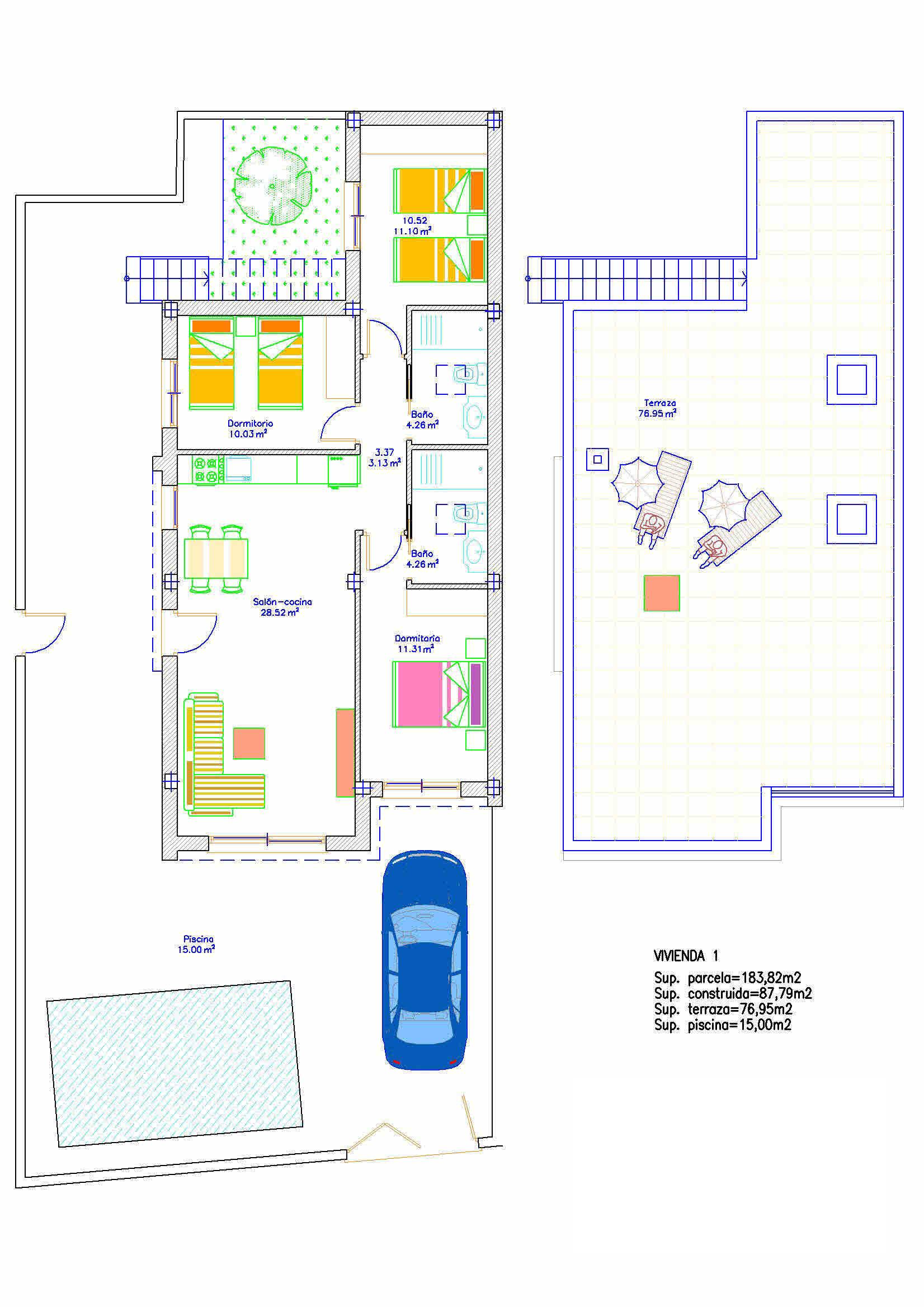 Lovely Detached Villa with Pool &amp; Rooftop Solarium in Avileses - floor plan 1
