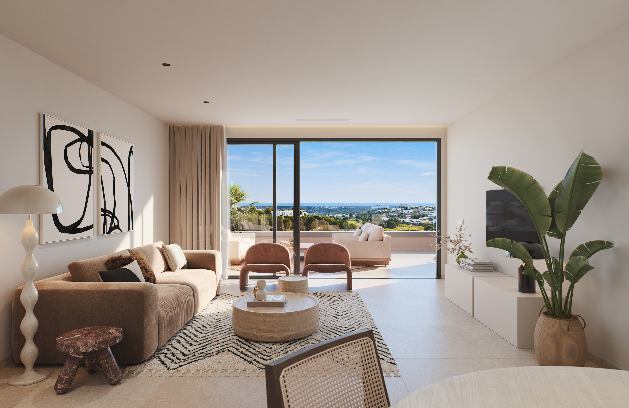 READY MAY 2027. Beautiful First Floor Apartments with Sun Terrace, Golf &amp; Sea Views in Las Colinas Golf &amp; Country Club