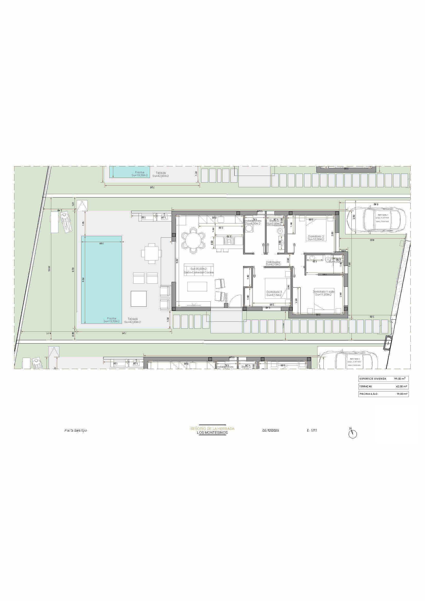 One Level Detached Villas with Own Pool In Los Montesinos.  Ready in 12 months. - floor plan 2