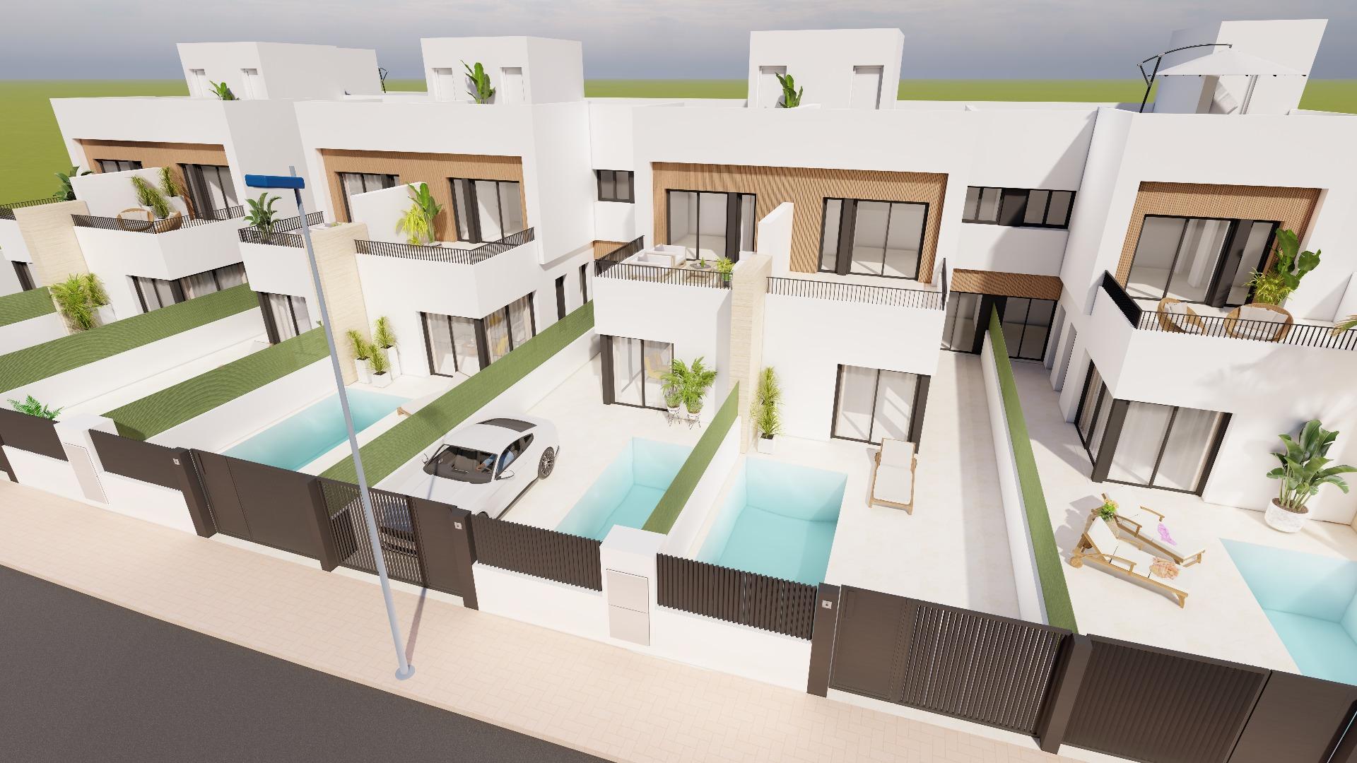 Modern semi-detached villas with private pool near the sea in santiago de la ribera