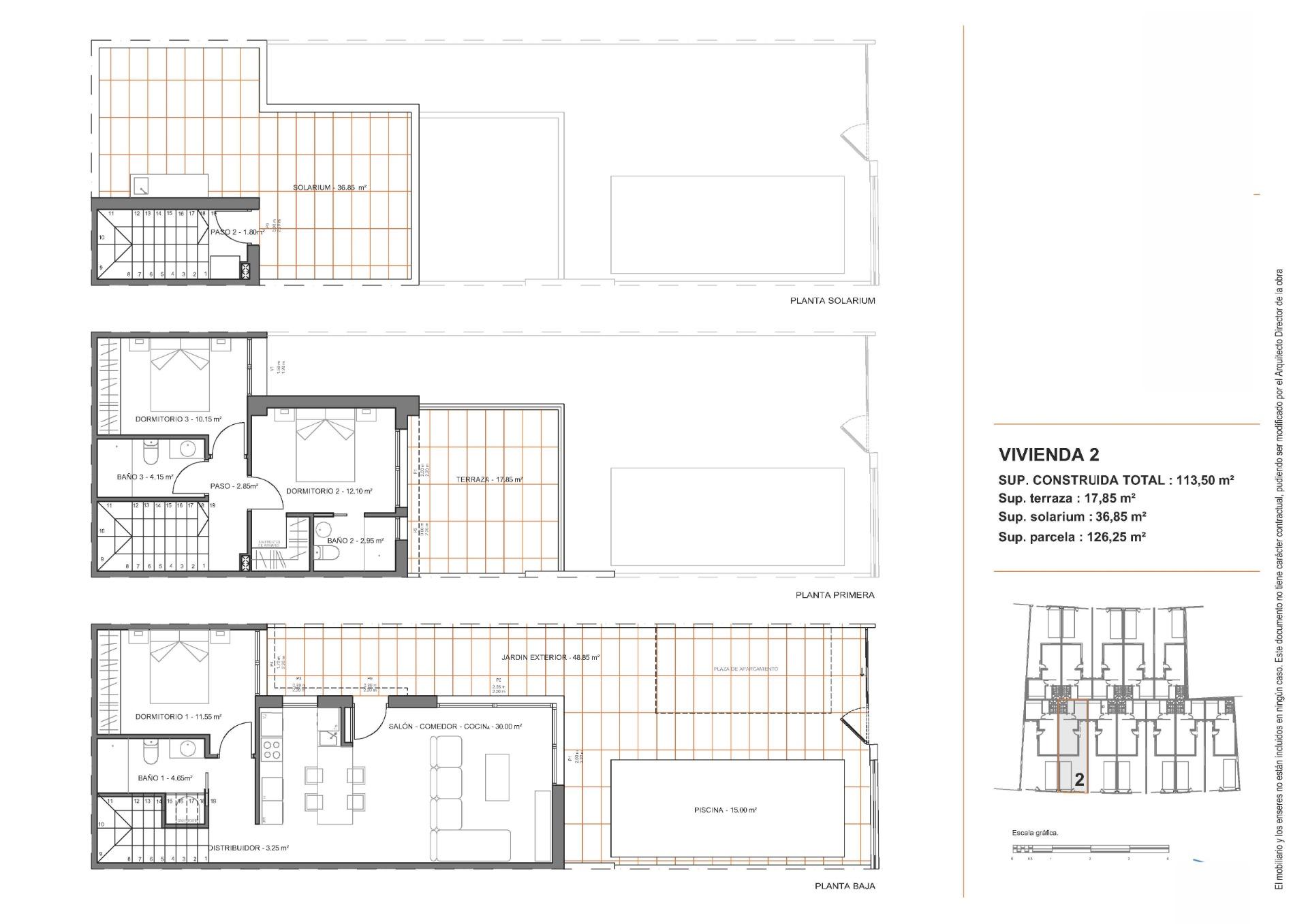 Modern semi-detached villas with private pool near the sea in santiago de la ribera