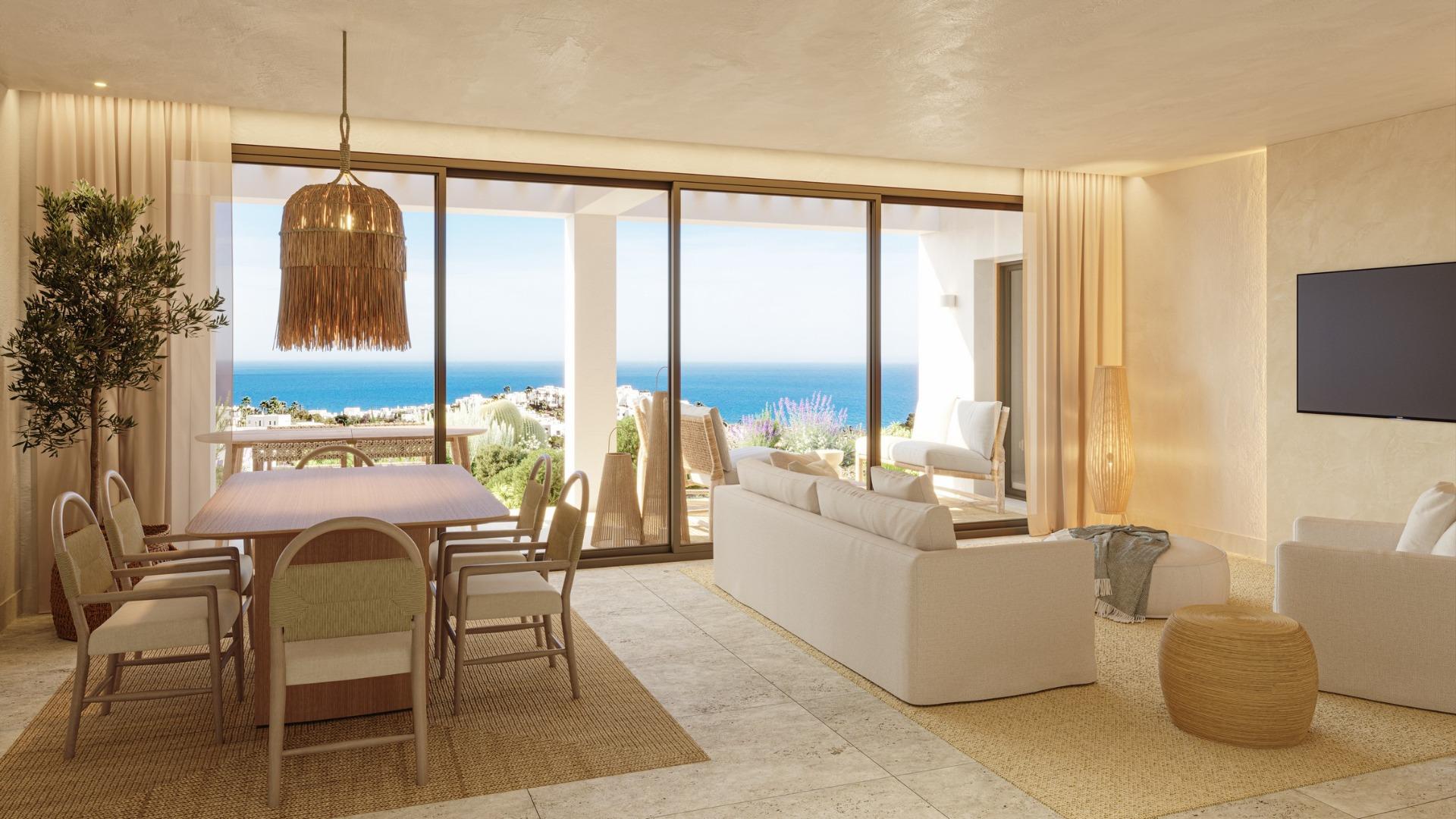 Panoramic views of the mediterranean sea in a beachfront resort