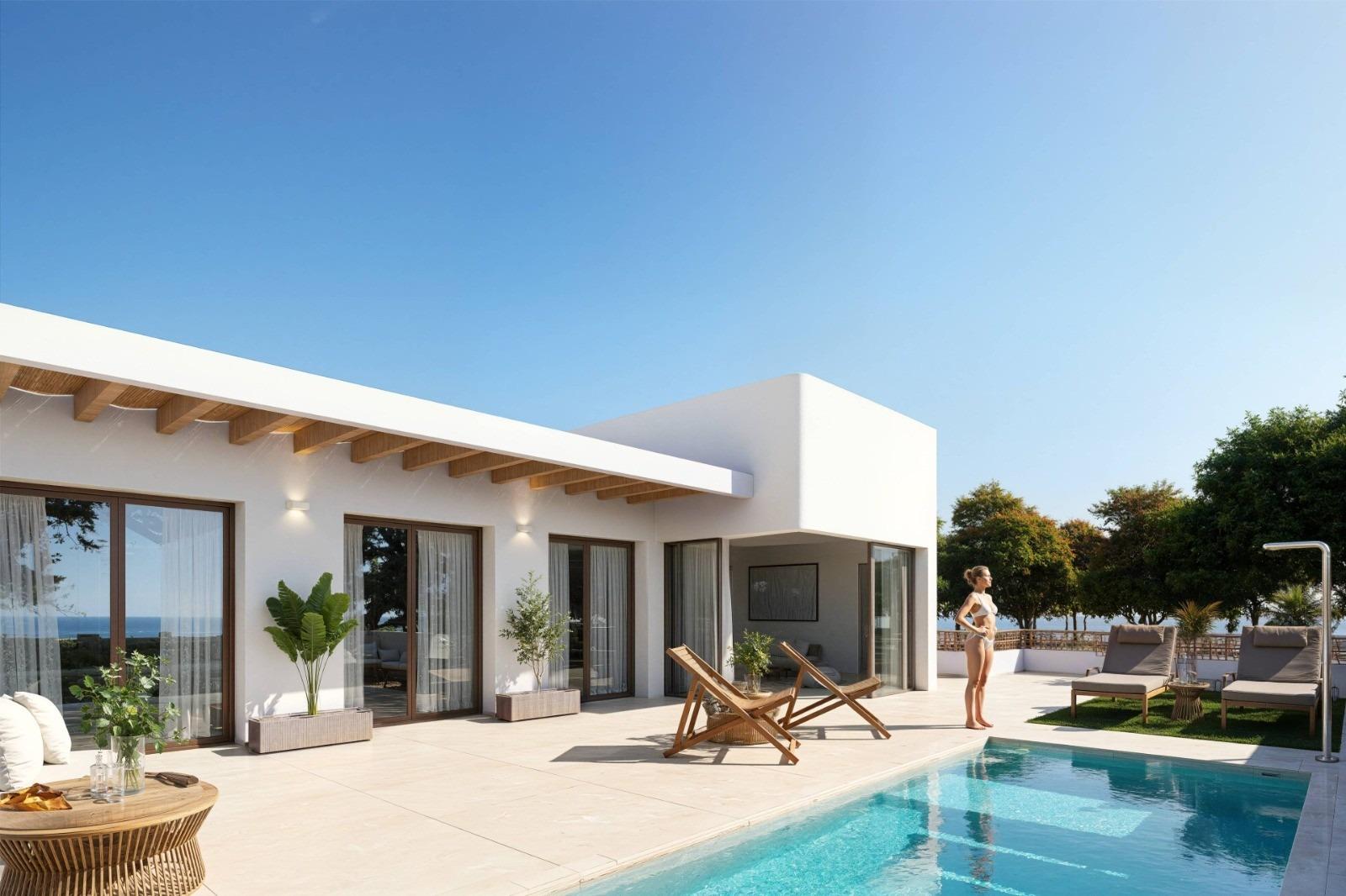 New build ibiza style townhouses in dolores costa blanca