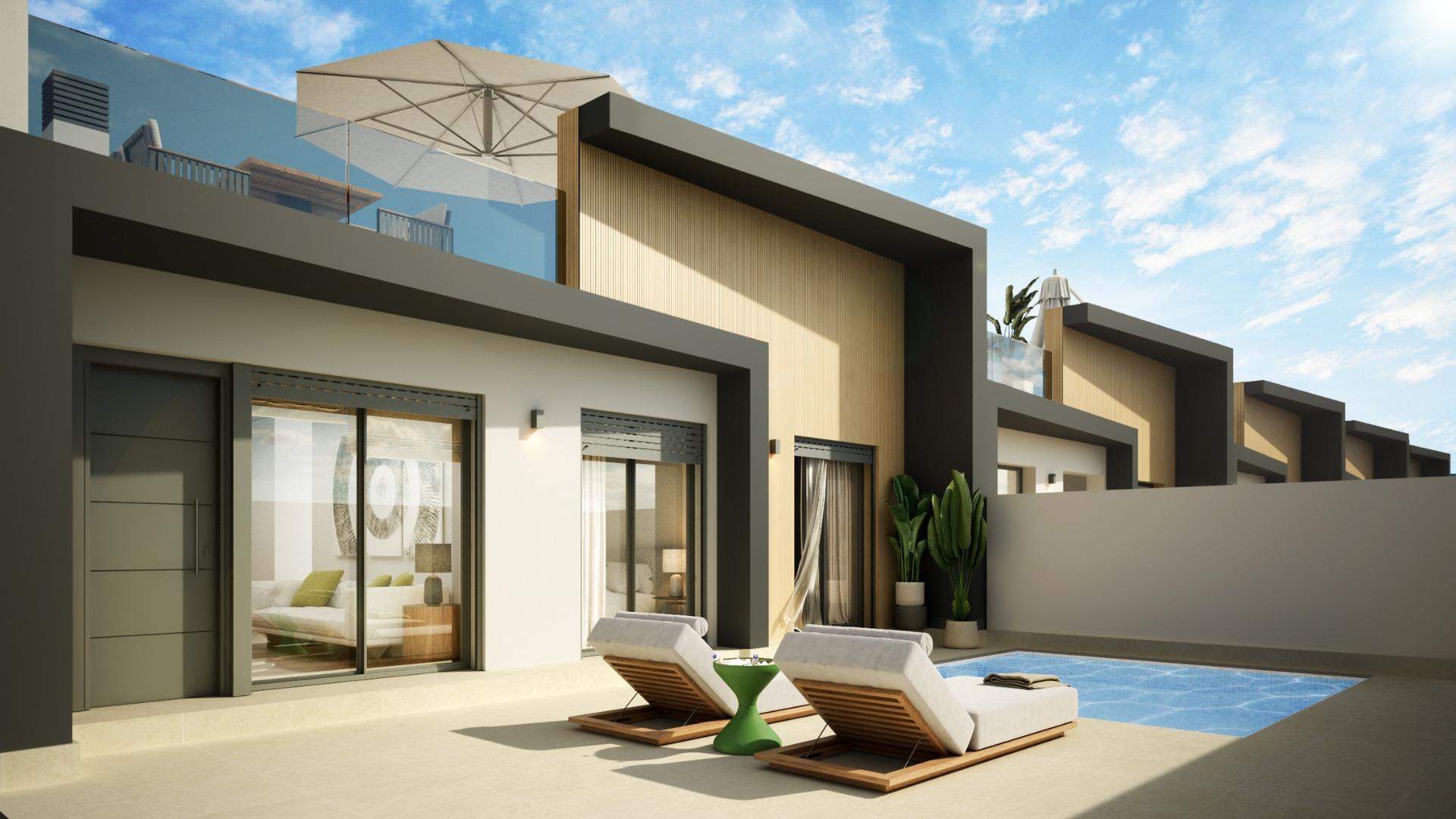 New build townhouses with private pool in avileses, murcia