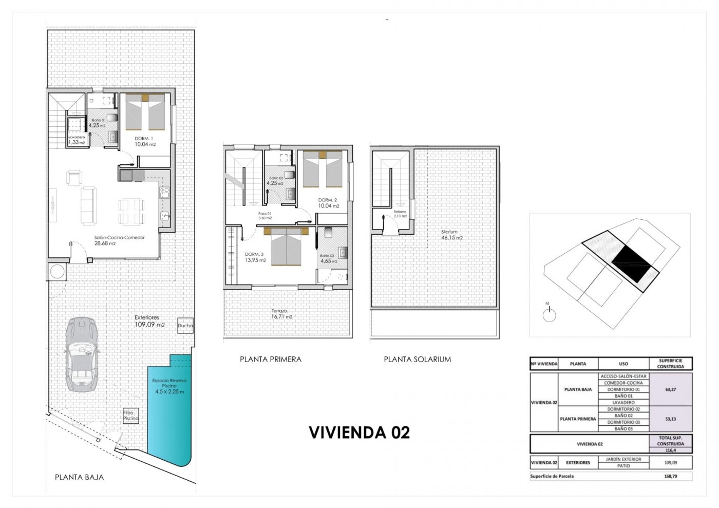 New build 4 semi-detached villas in pilar de la horadada