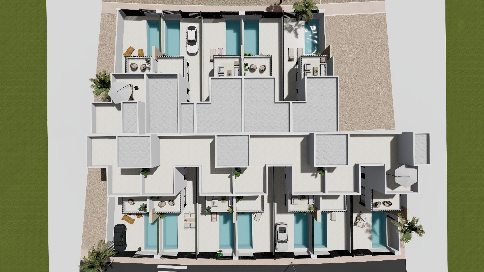 Modern semi-detached villas with private pool near the sea in santiago de la ribera
