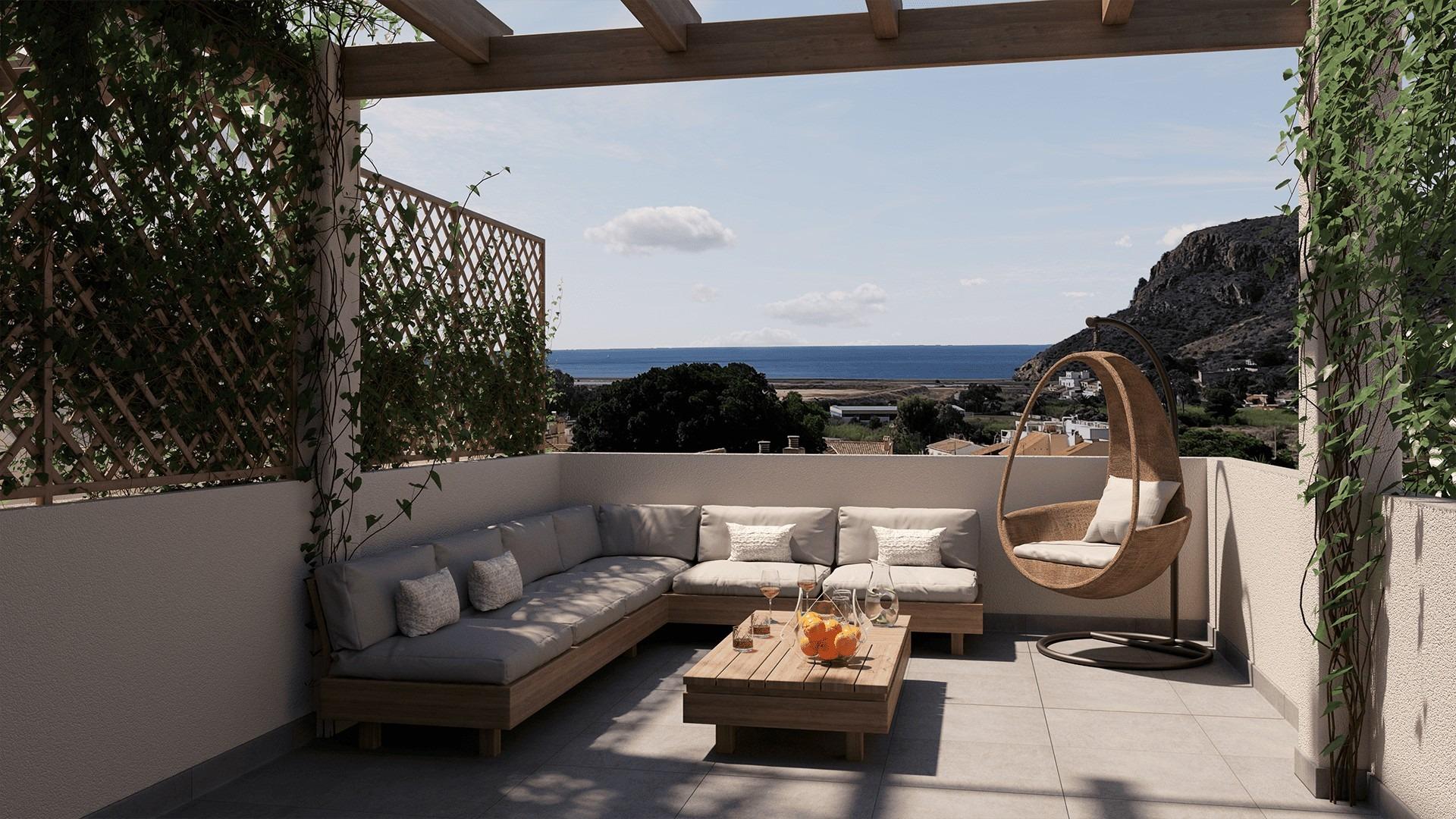New build townhouses with sea views in portman murcia