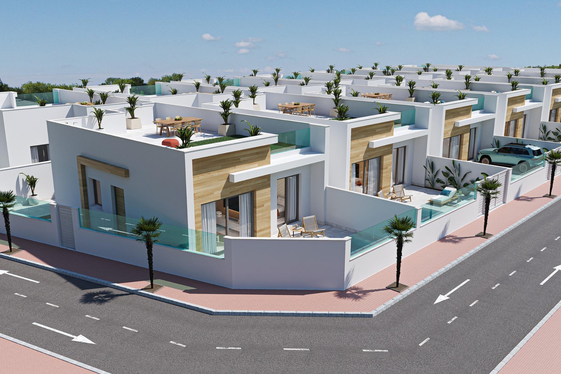Modern one level villas with private pool and solarium in el jimenado murcia