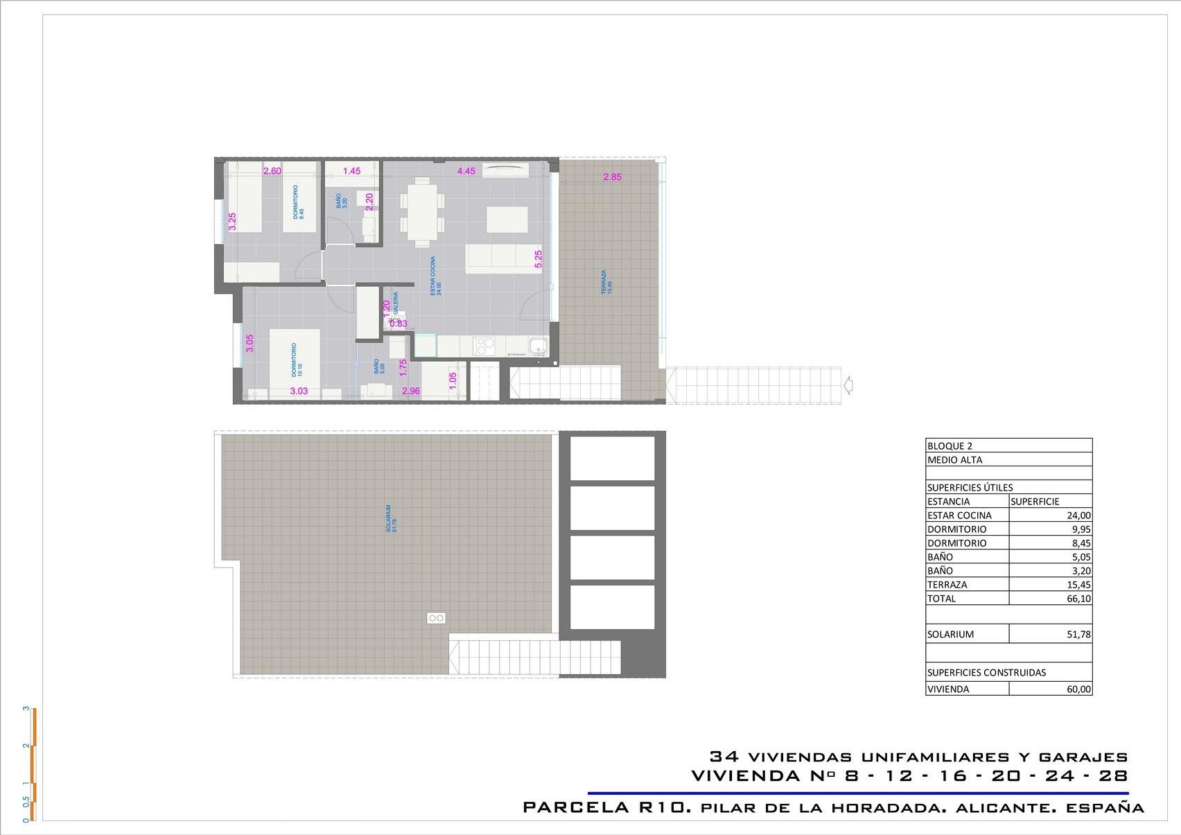 New build bungalows with garden or solarium near the beach in pilar de la horadada