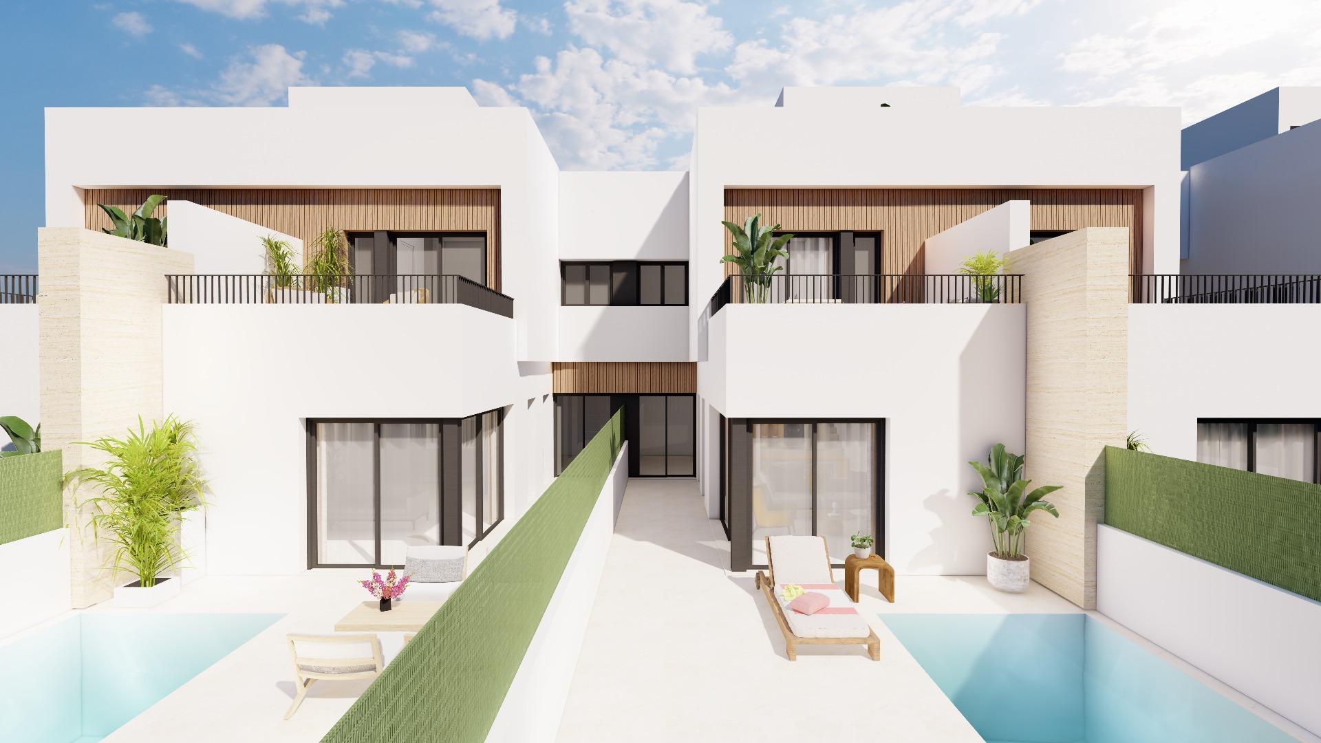 Modern semi-detached villas with private pool near the sea in santiago de la ribera
