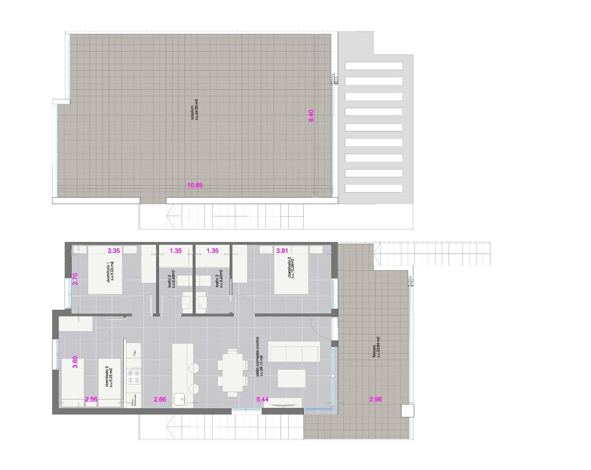 New build bungalows with garden or solarium near the beach in pilar de la horadada
