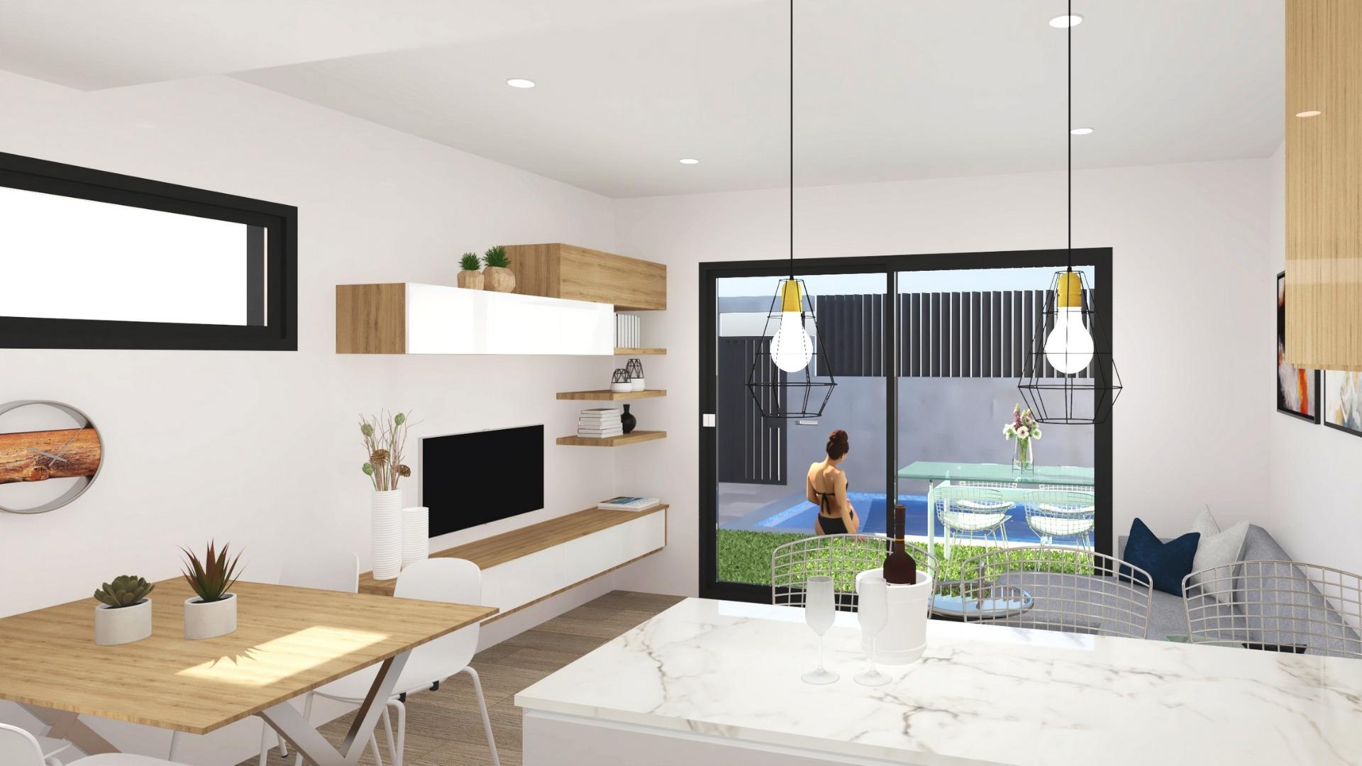 Modern semi-detached villas with private pool near the sea in santiago de la ribera