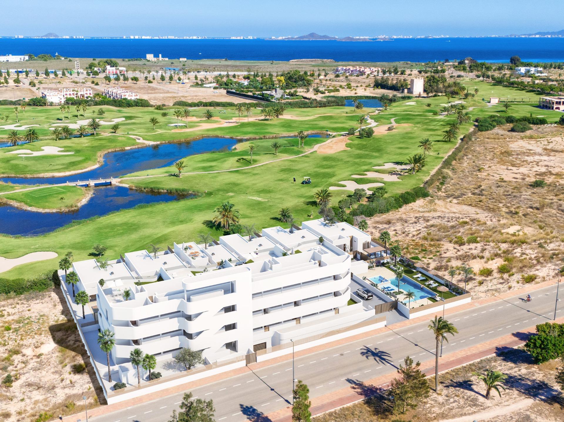 New build apartments and villas frontline golf in los alcazares costa calida
