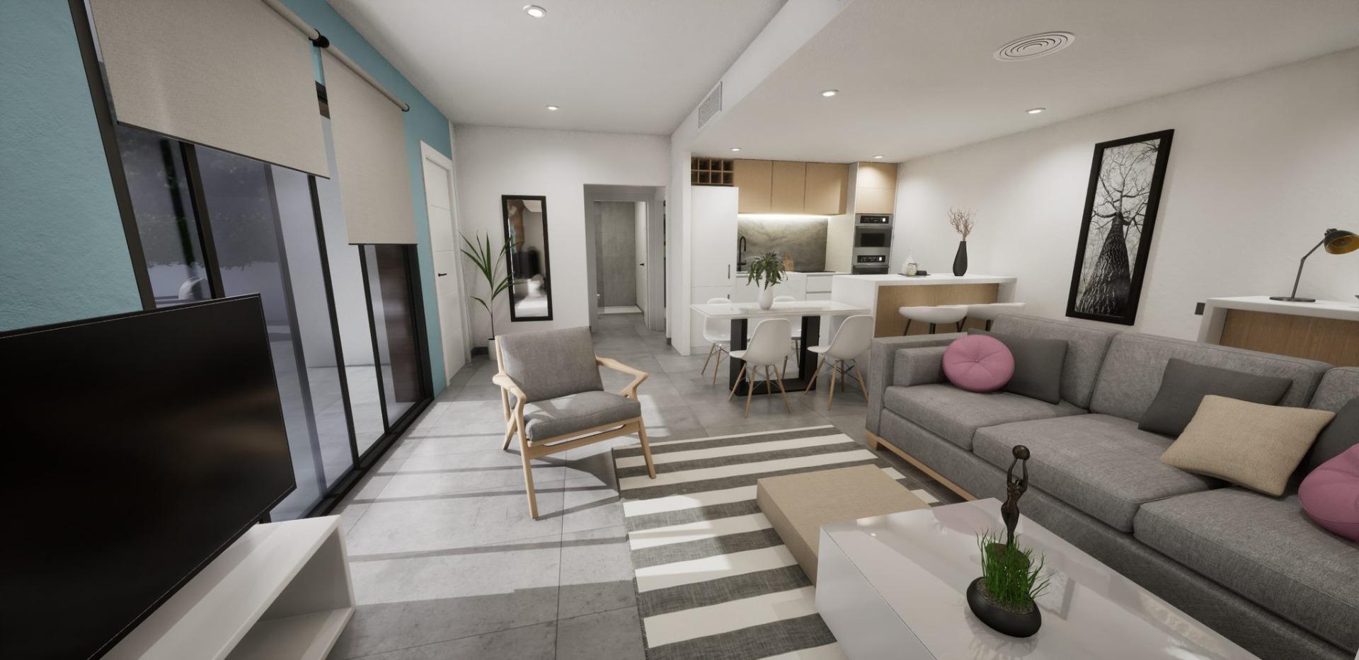 New build semidetached corner villas for sale in torre pacheco with private pool and solarium