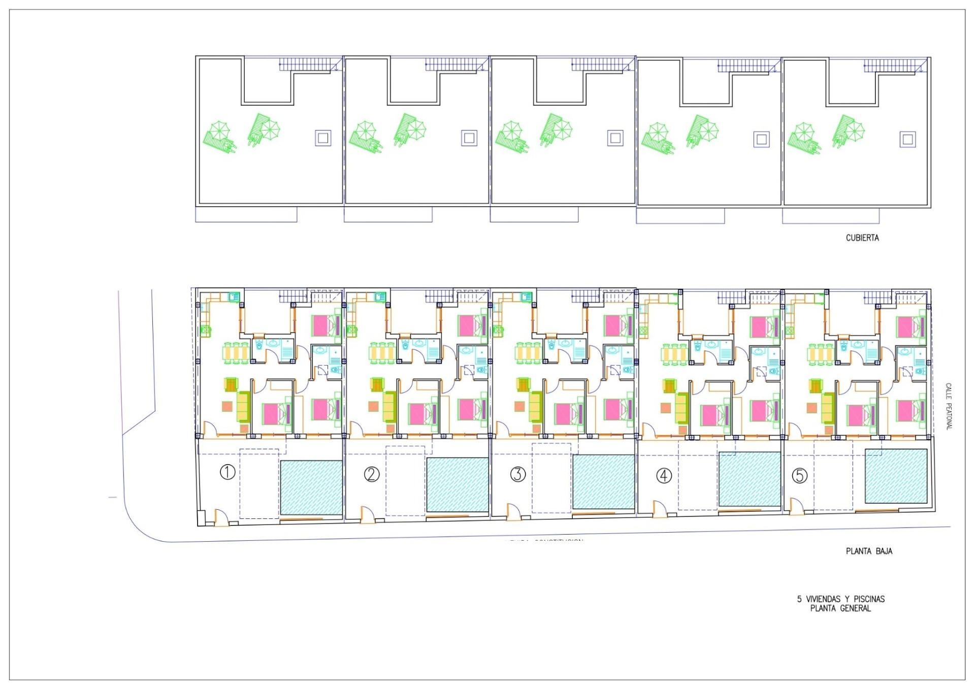 New build townhouses with private pool in avileses, murcia