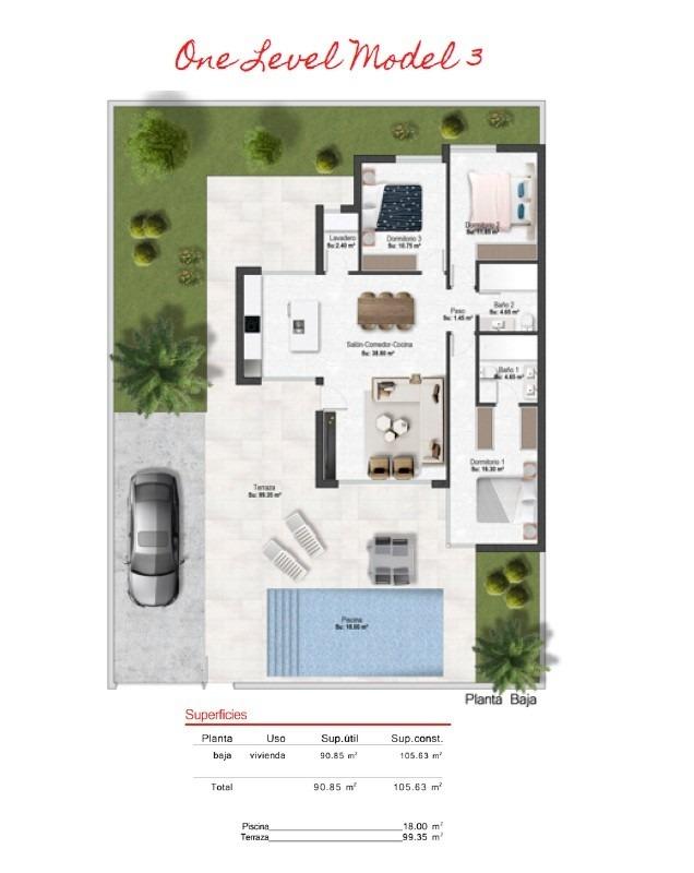 New build one level villas in altaona golf resort, murcia