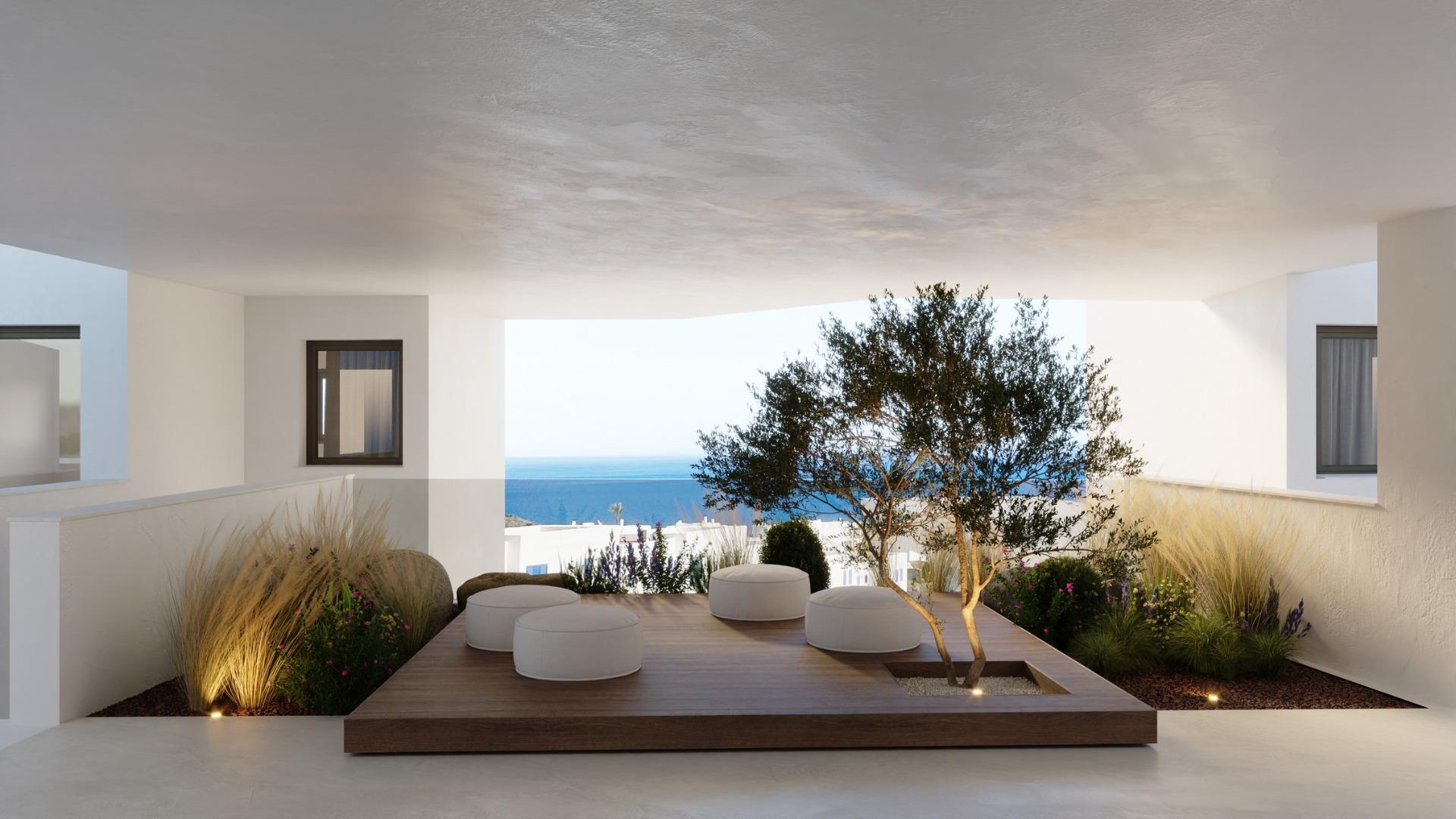 Panoramic views of the mediterranean sea in a beachfront resort