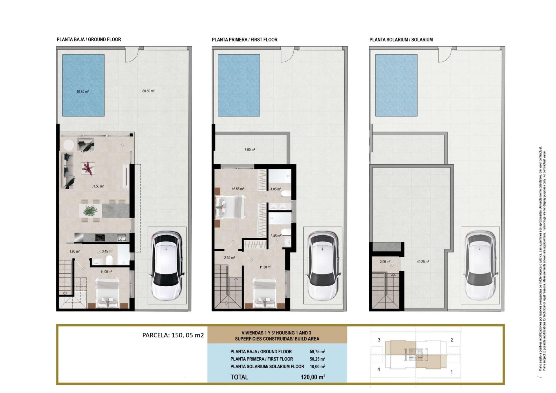 Modern new build quad villas with private pool in santiago de la ribera