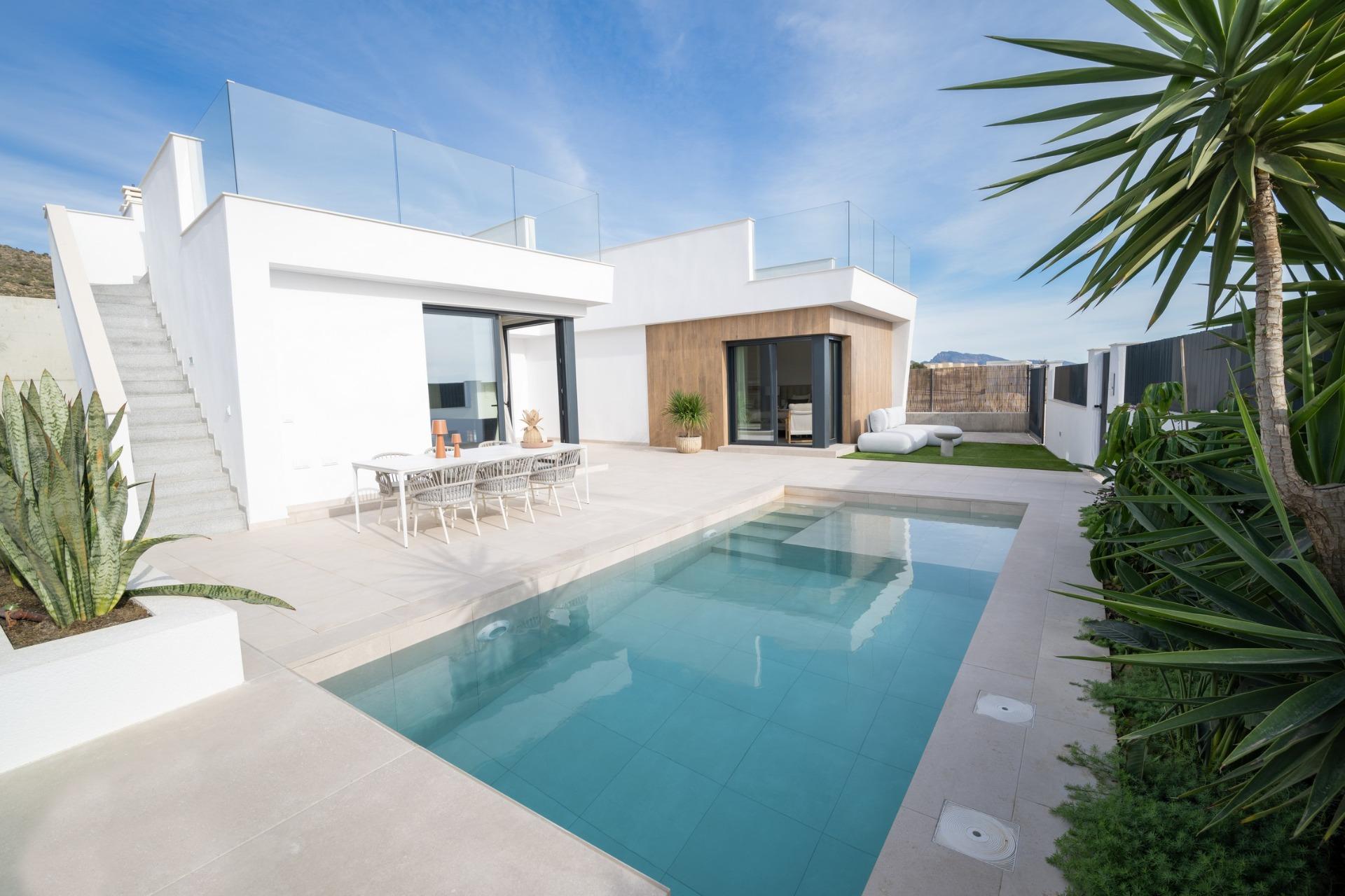 New build villas in altaona golf resort murcia with private pool and mountain views