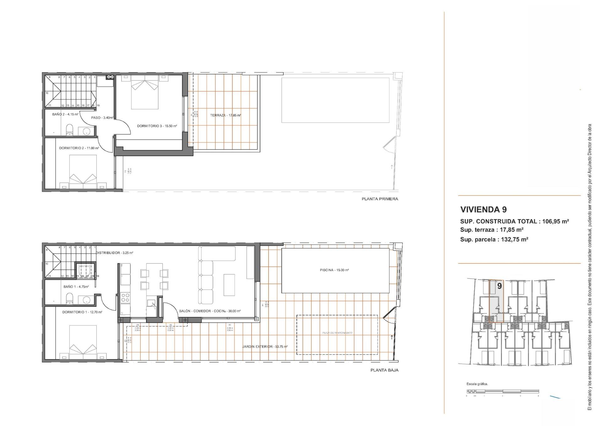 Modern semi-detached villas with private pool near the sea in santiago de la ribera