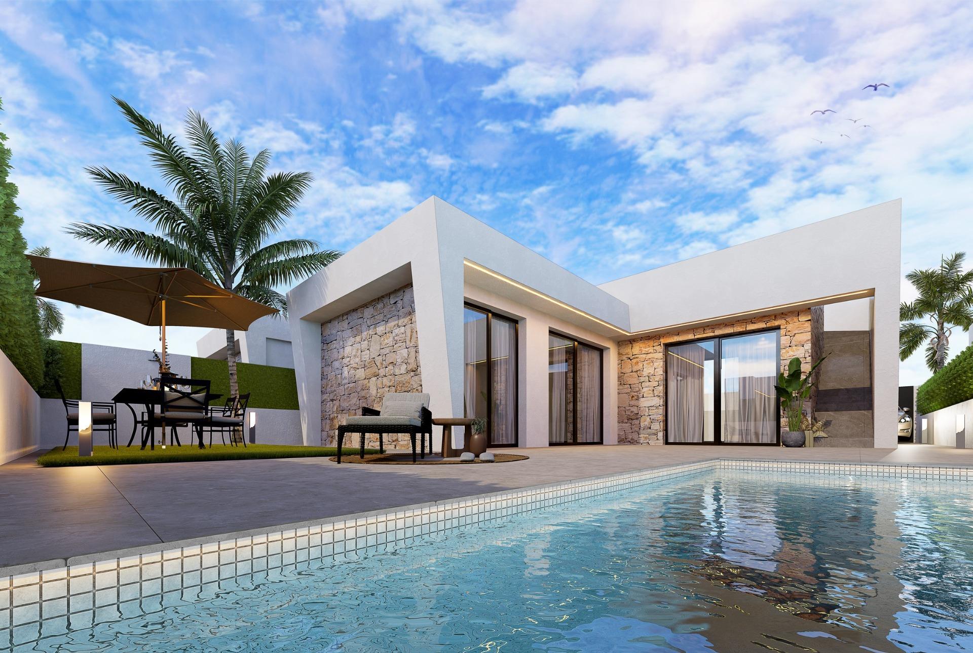 New build independent villas with private pool and solarium in roldán, torre-pacheco