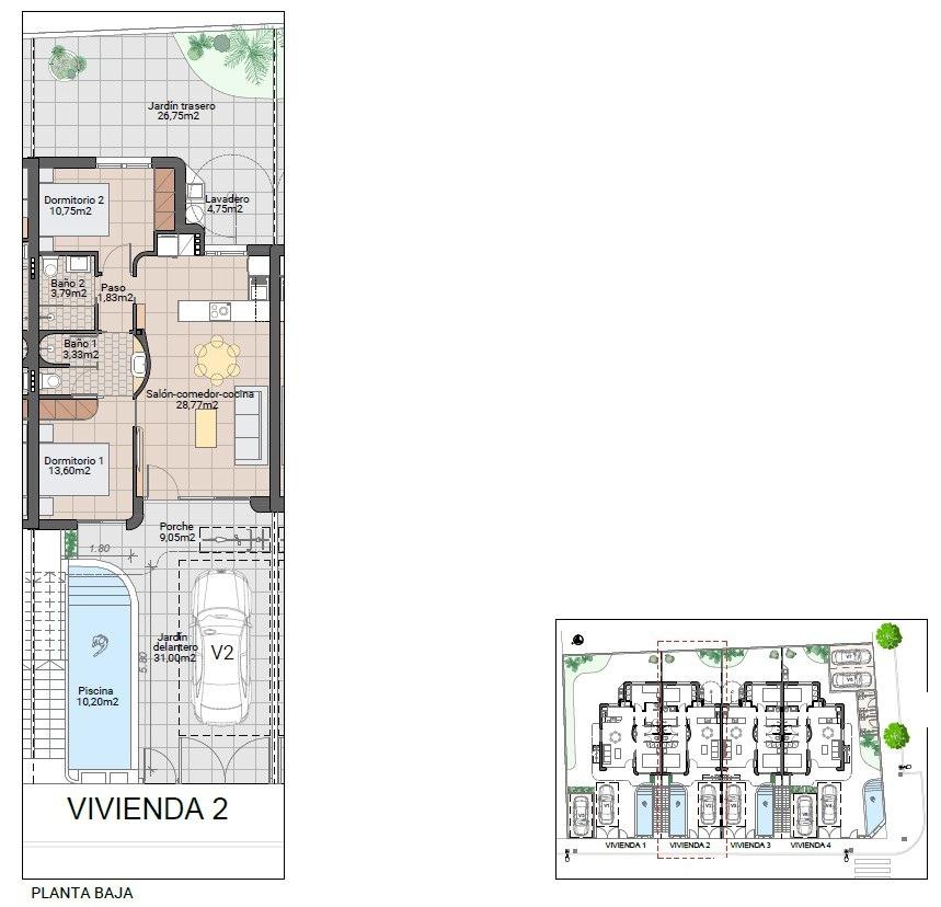 Exclusive new build bungalows with private pool in pilar de la horadada