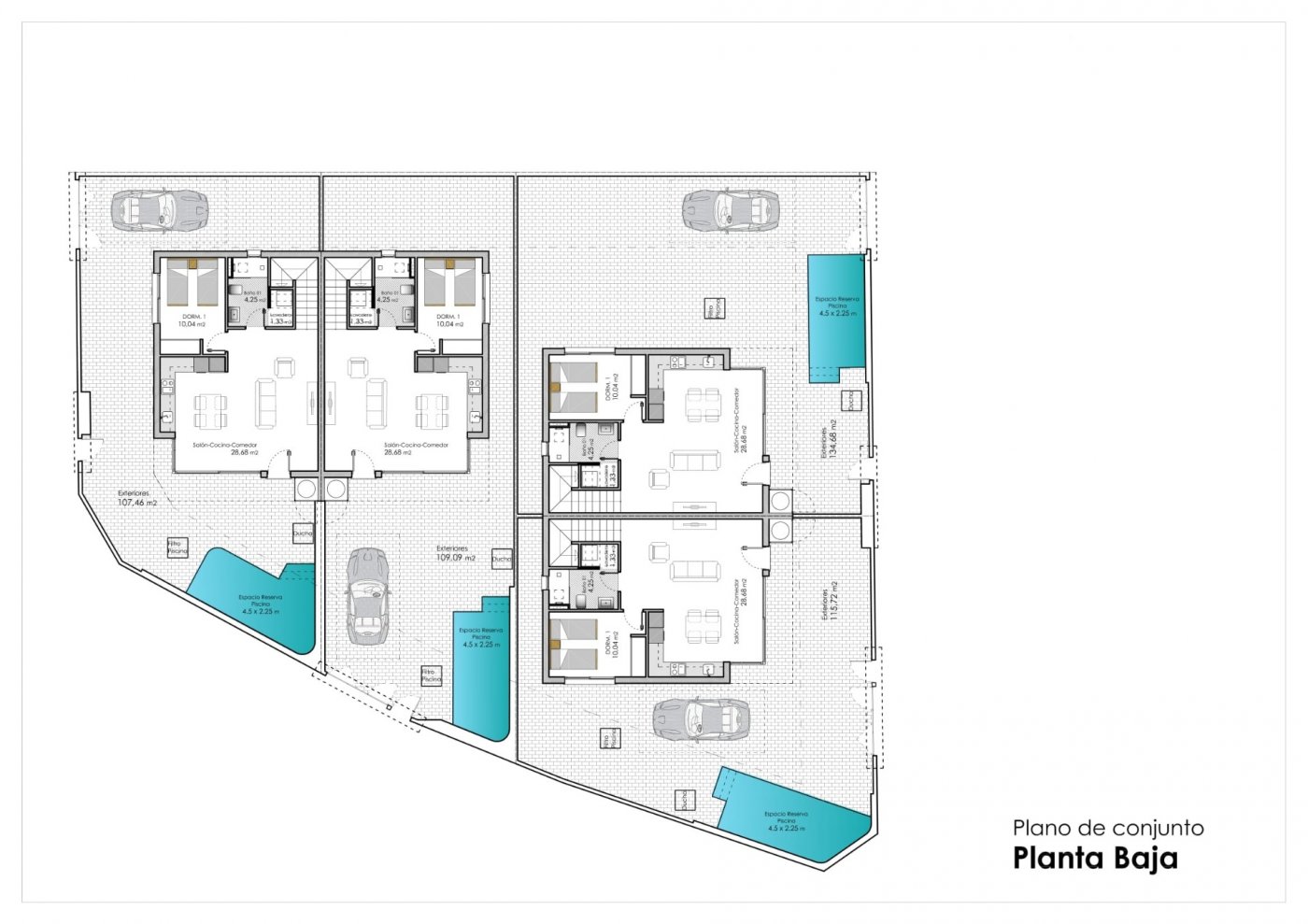 New build 4 semi-detached villas in pilar de la horadada