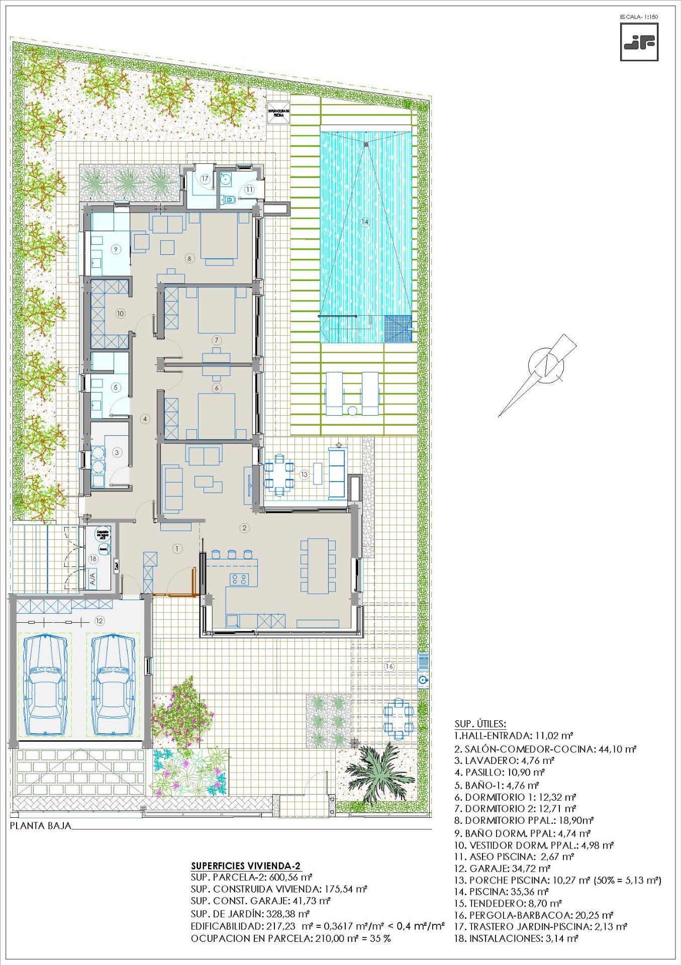 New built villa on a floor