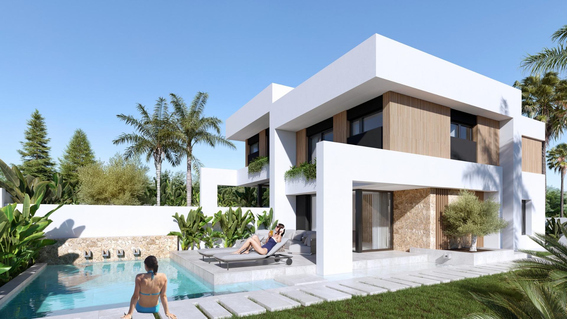 Modern semi detached villas with private pool in las filipinas-orihuela costa
