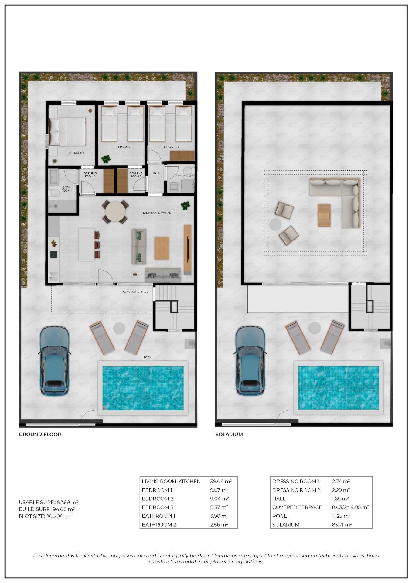 New build townhouses in fuente alamo, murcia