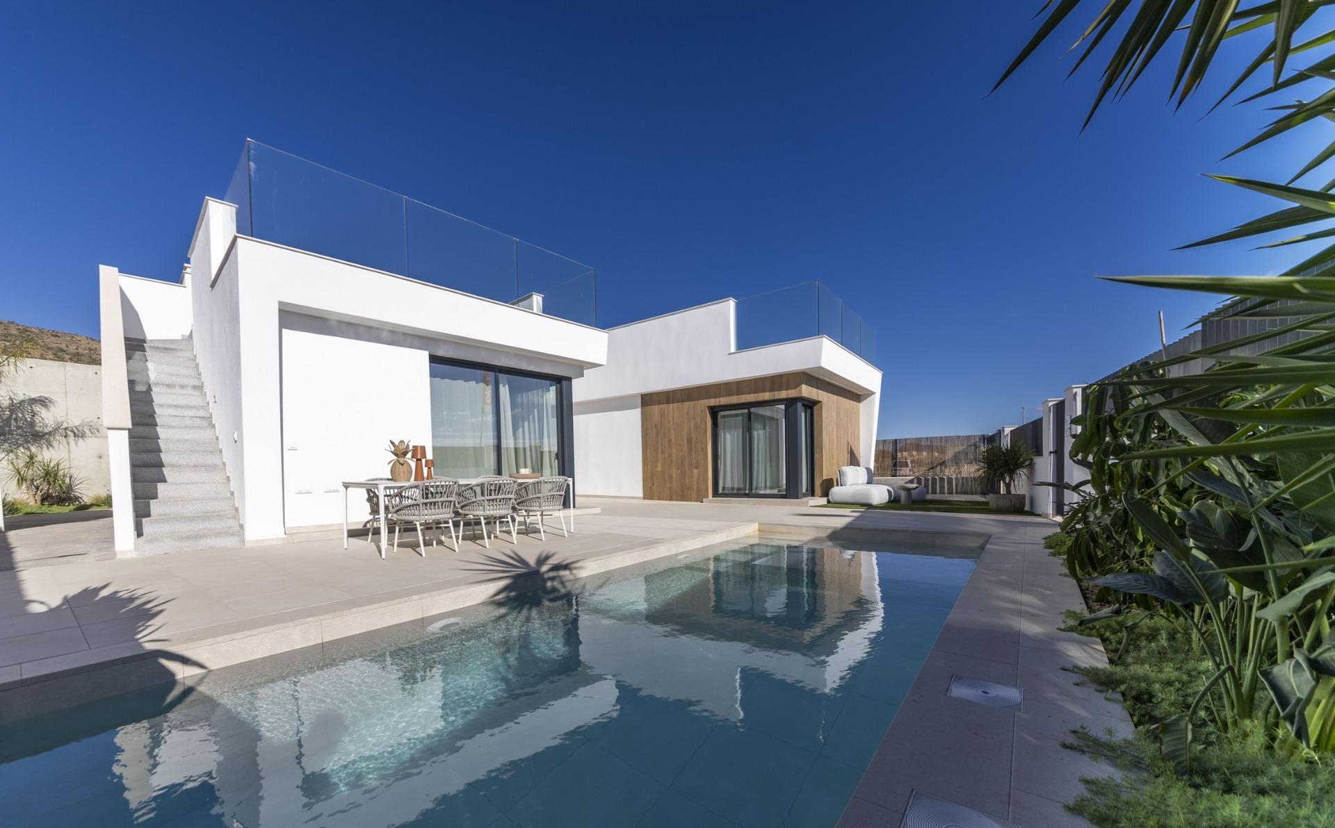 New build villas in altaona golf resort murcia with private pool and mountain views