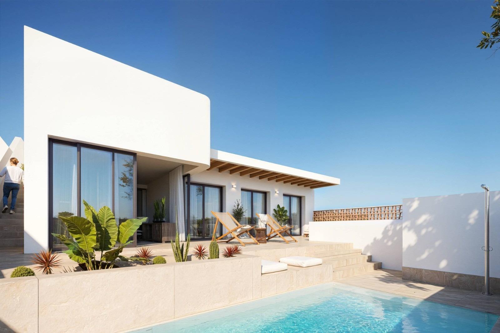 New build ibiza style townhouses in dolores costa blanca