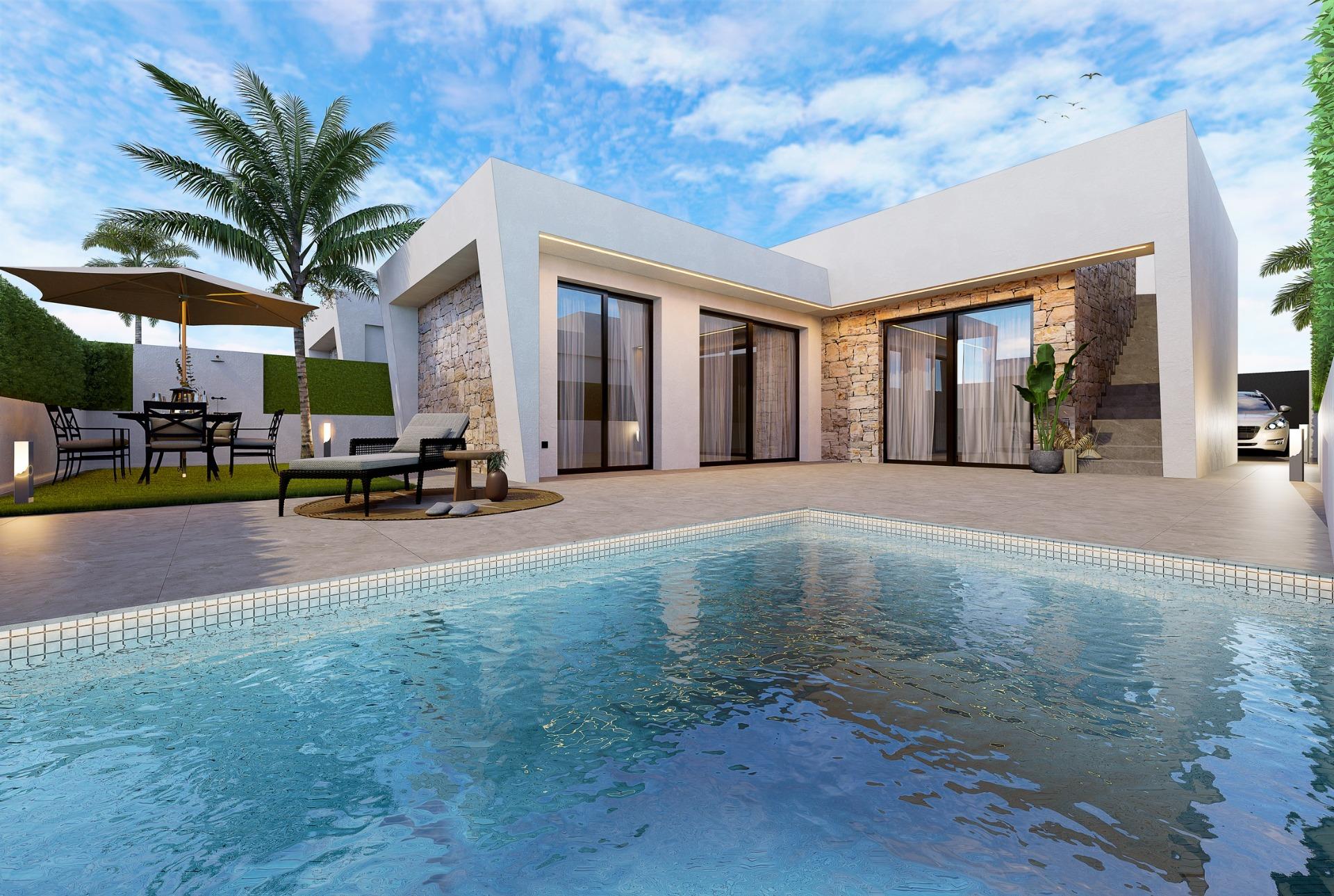 New build independent villas with private pool and solarium in roldán, torre-pacheco
