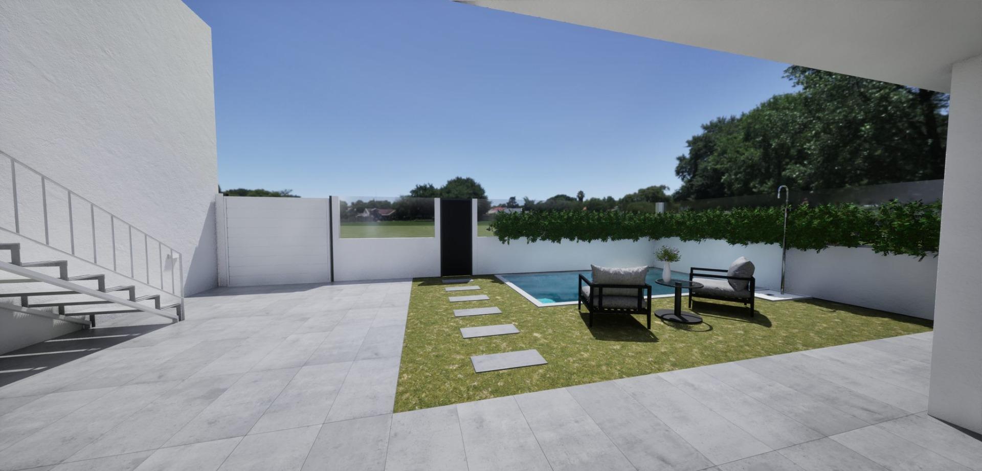 New build semidetached corner villas for sale in torre pacheco with private pool and solarium